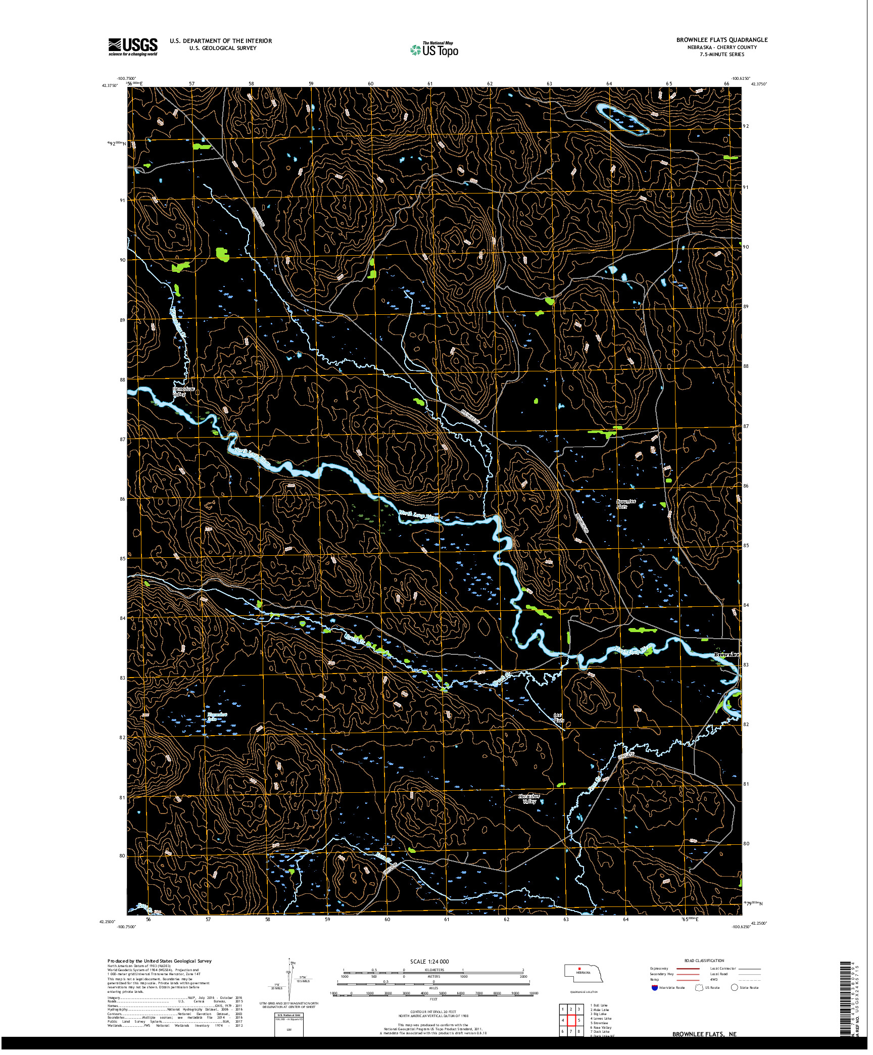 USGS US TOPO 7.5-MINUTE MAP FOR BROWNLEE FLATS, NE 2017