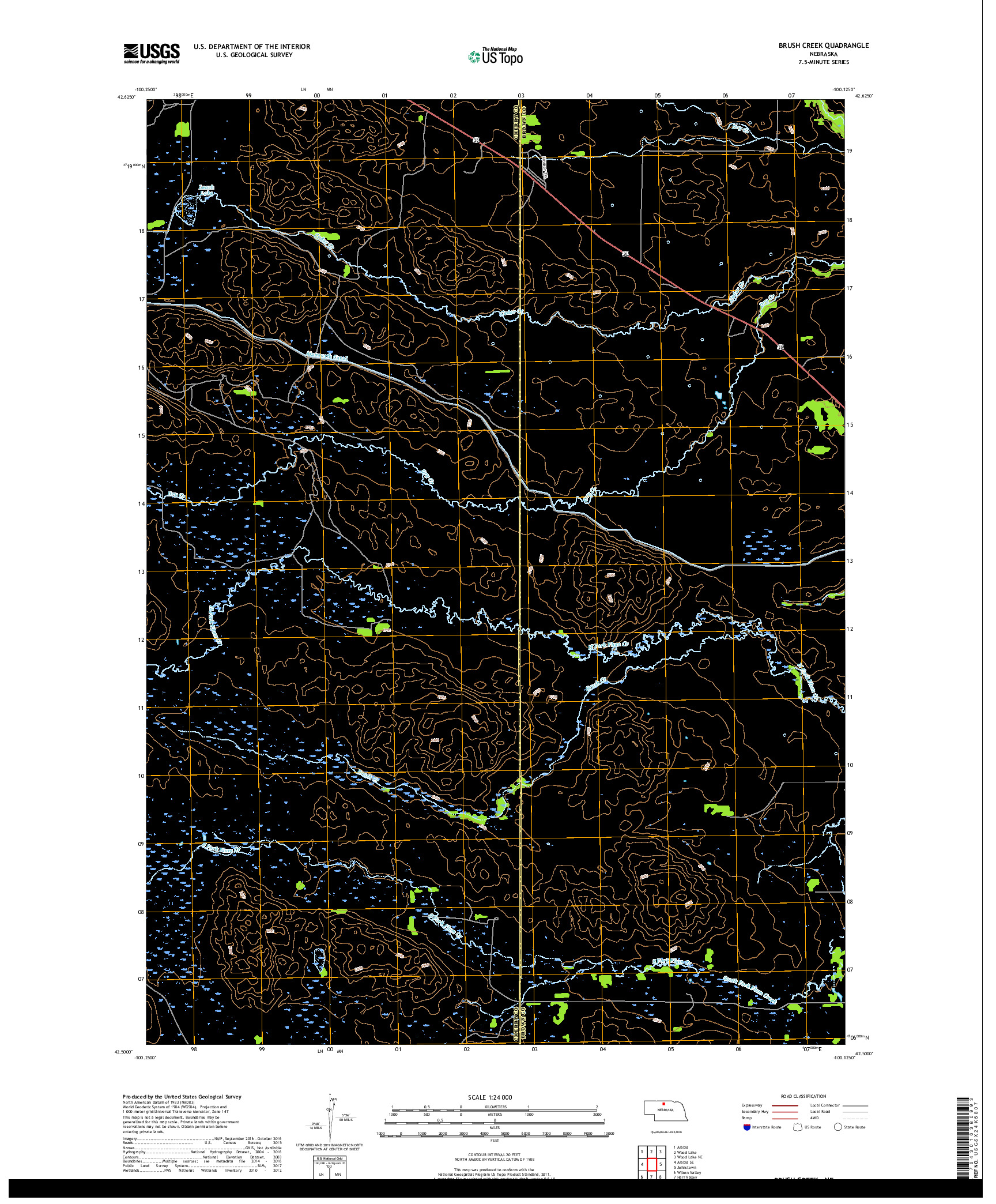 USGS US TOPO 7.5-MINUTE MAP FOR BRUSH CREEK, NE 2017