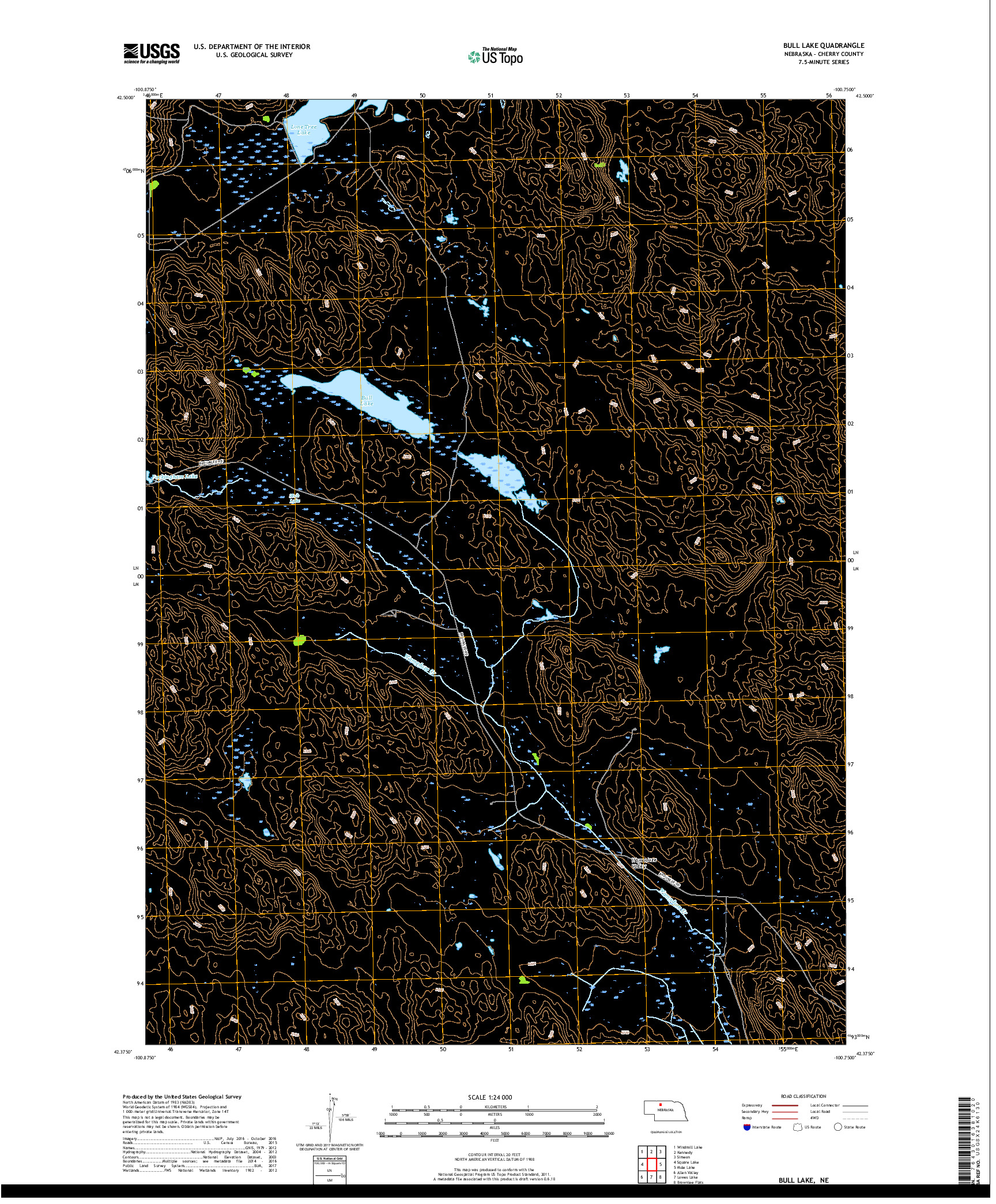 USGS US TOPO 7.5-MINUTE MAP FOR BULL LAKE, NE 2017