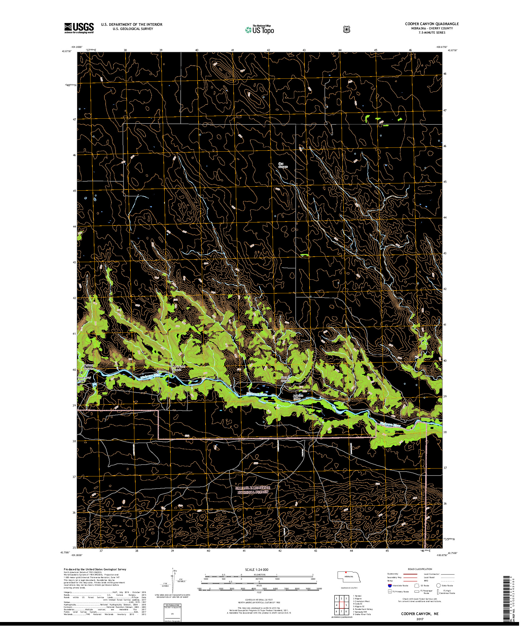 USGS US TOPO 7.5-MINUTE MAP FOR COOPER CANYON, NE 2017
