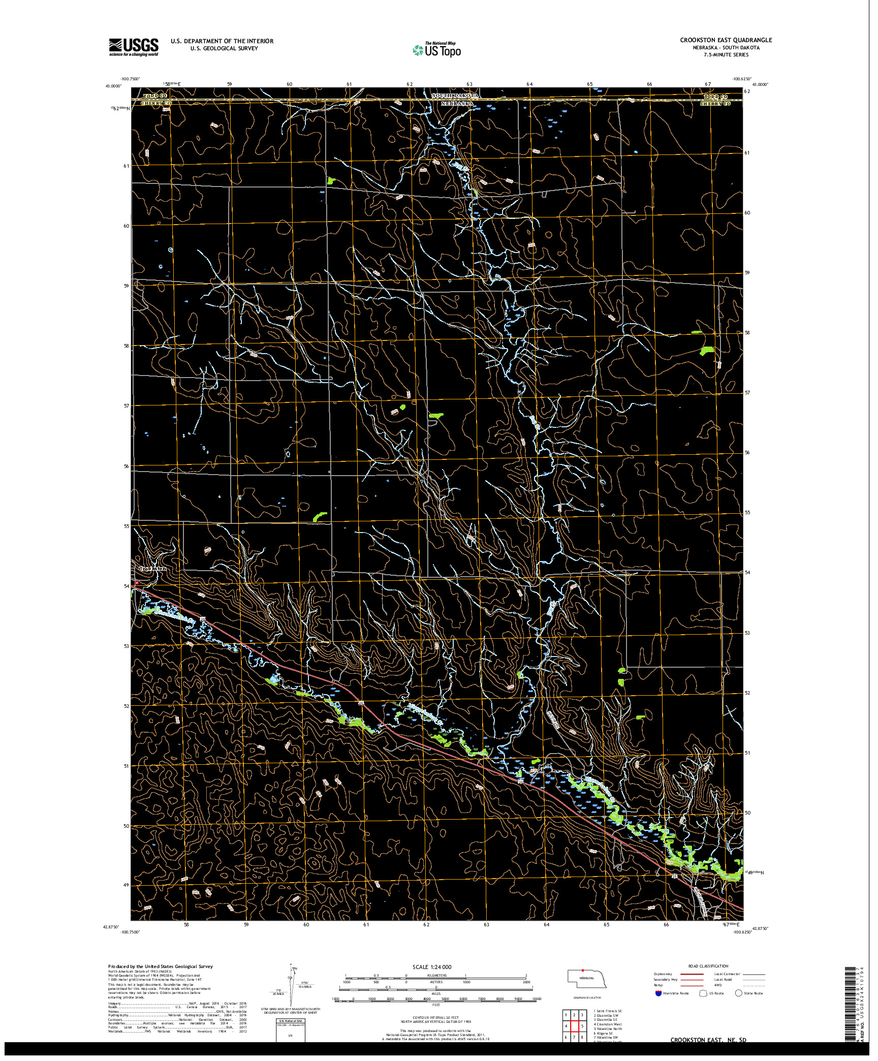 USGS US TOPO 7.5-MINUTE MAP FOR CROOKSTON EAST, NE,SD 2017
