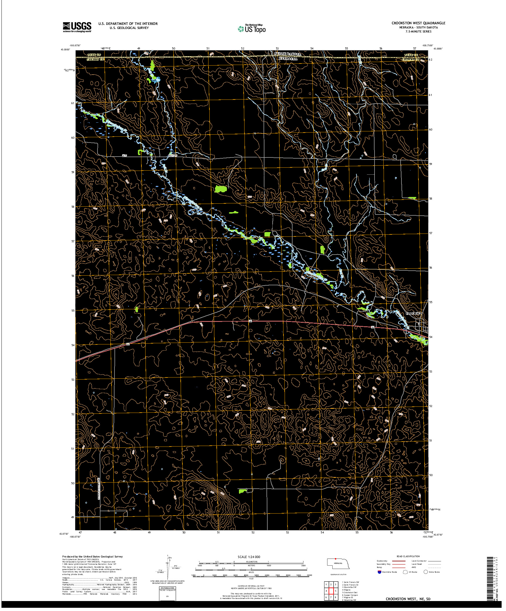 USGS US TOPO 7.5-MINUTE MAP FOR CROOKSTON WEST, NE,SD 2017