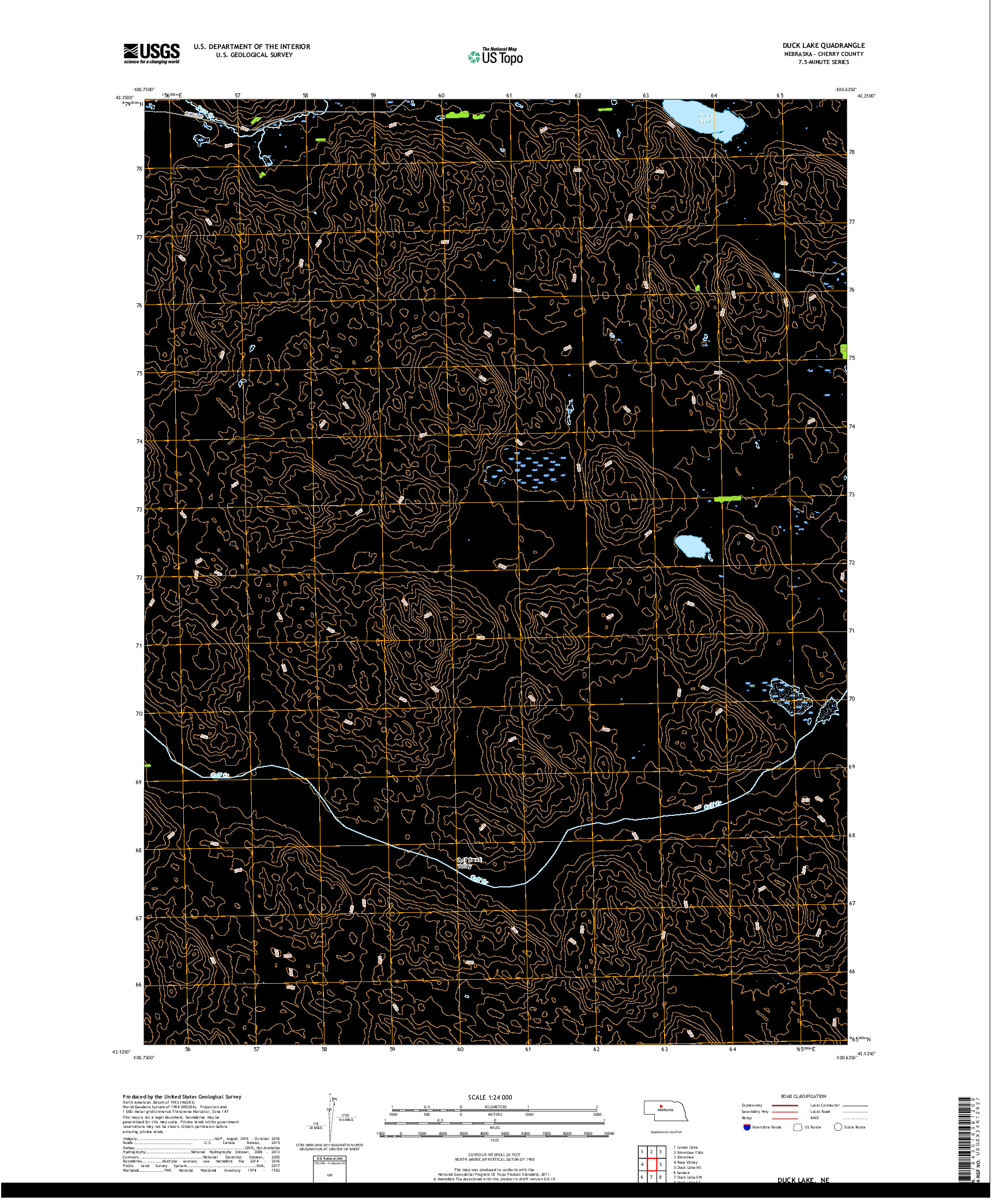 USGS US TOPO 7.5-MINUTE MAP FOR DUCK LAKE, NE 2017