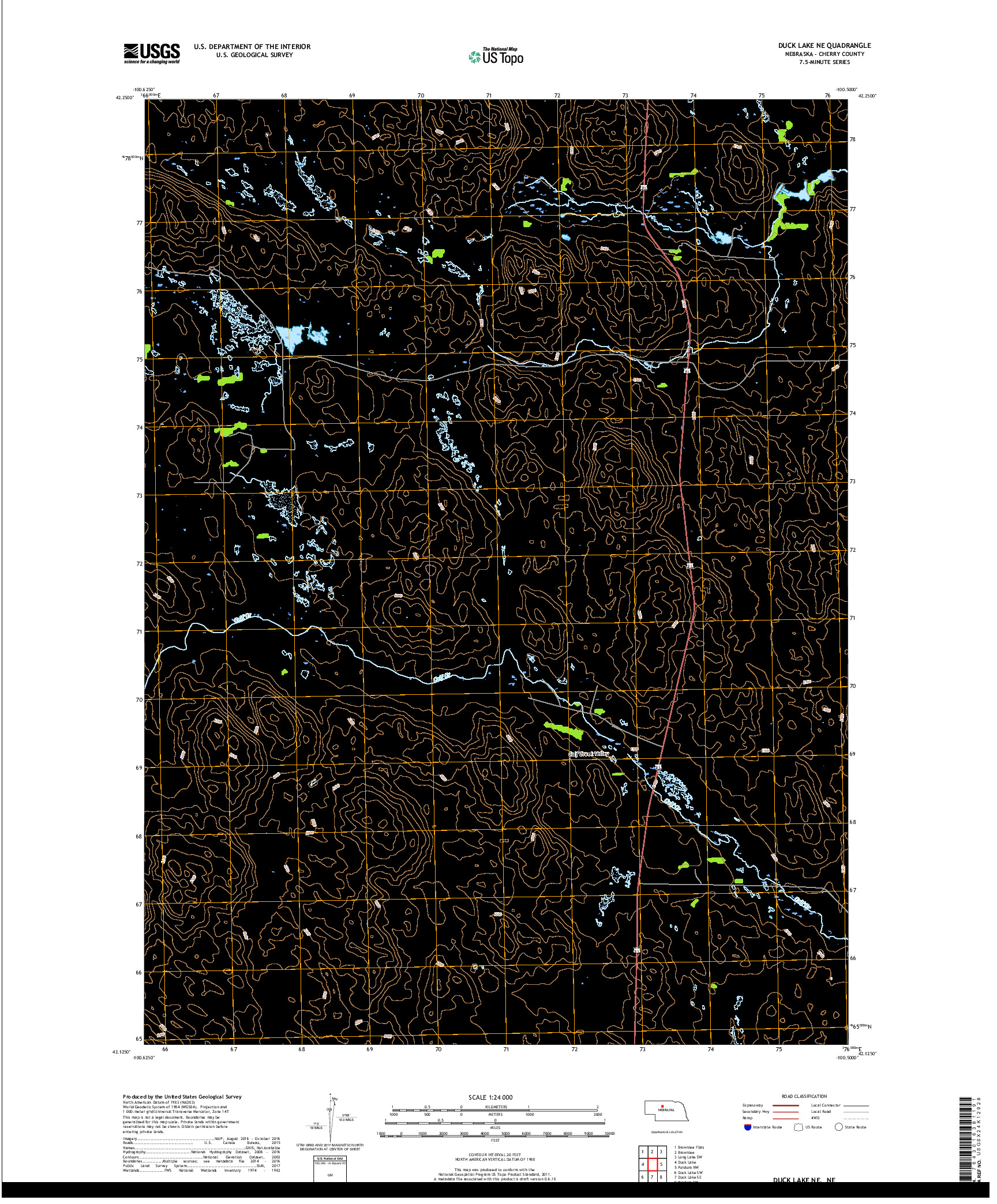 USGS US TOPO 7.5-MINUTE MAP FOR DUCK LAKE NE, NE 2017