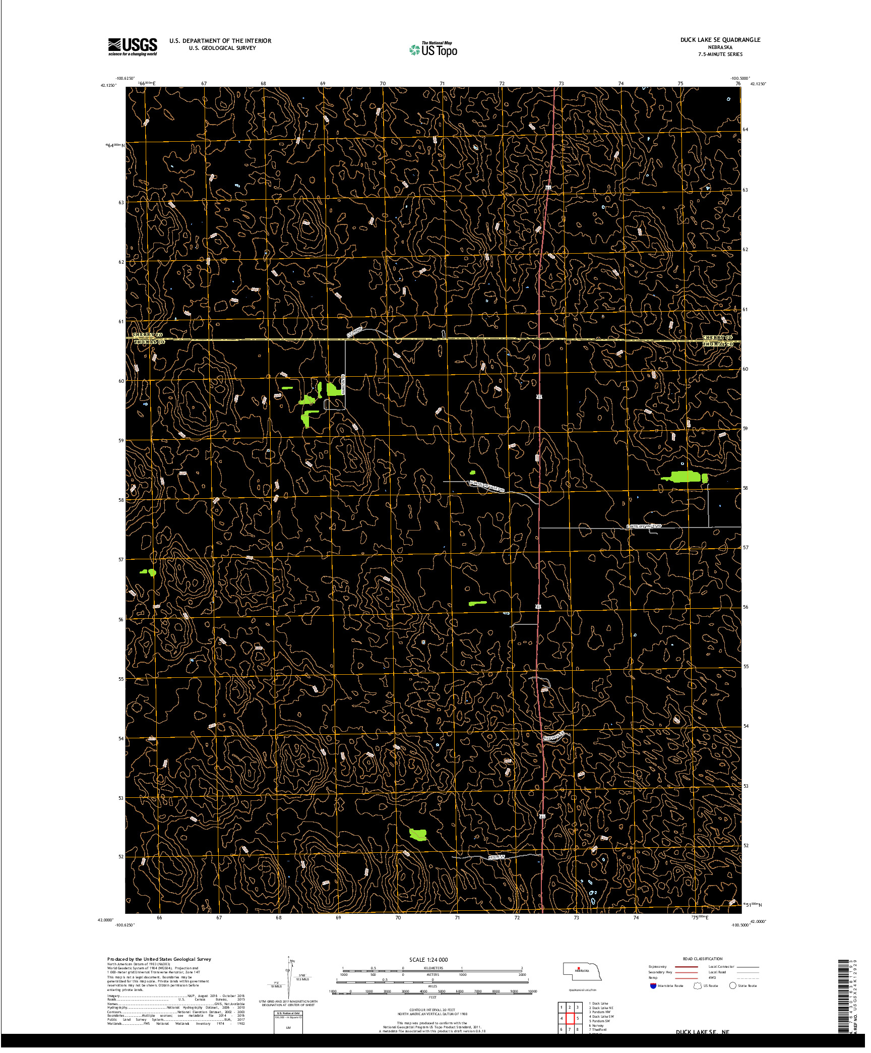 USGS US TOPO 7.5-MINUTE MAP FOR DUCK LAKE SE, NE 2017