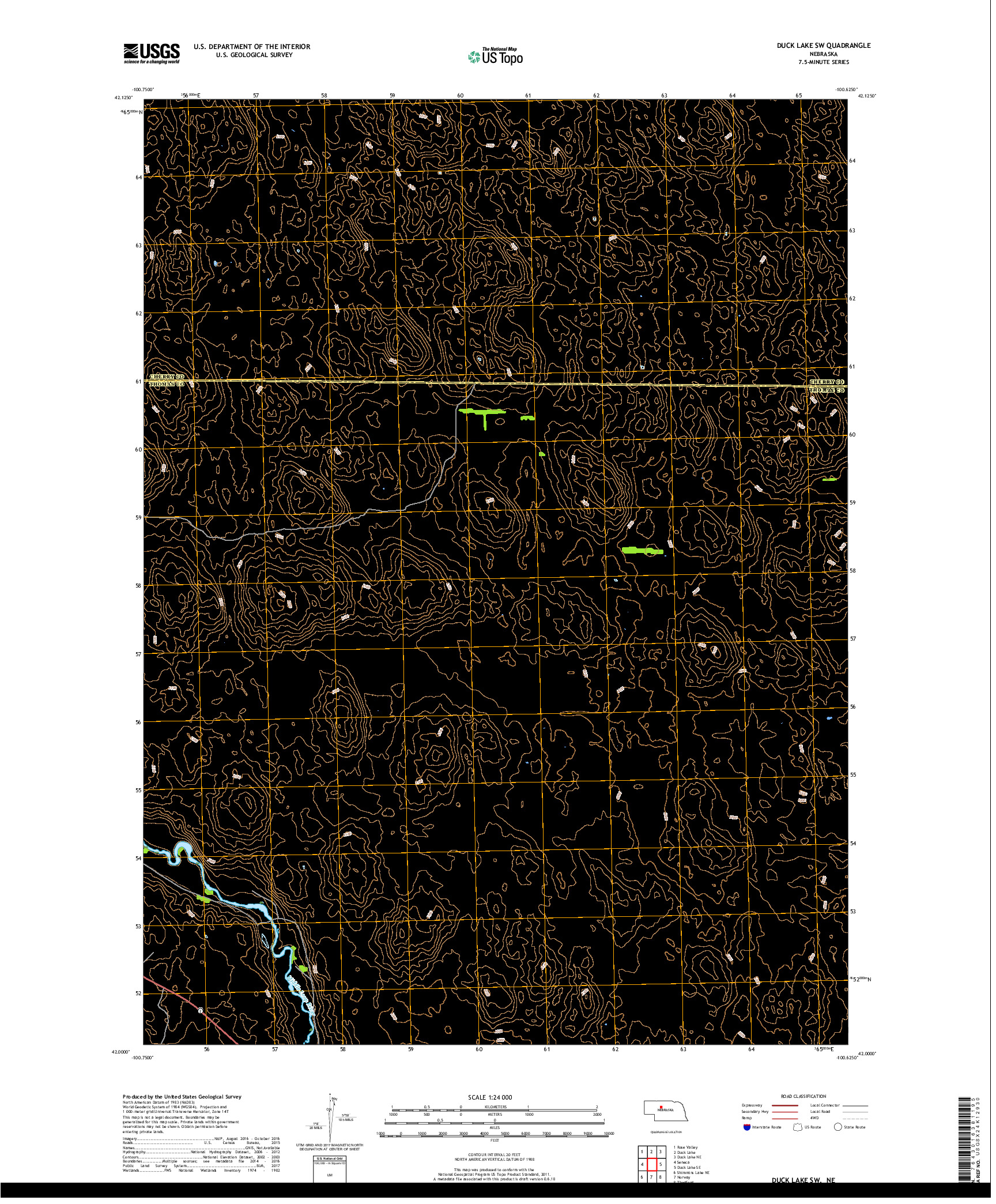 USGS US TOPO 7.5-MINUTE MAP FOR DUCK LAKE SW, NE 2017