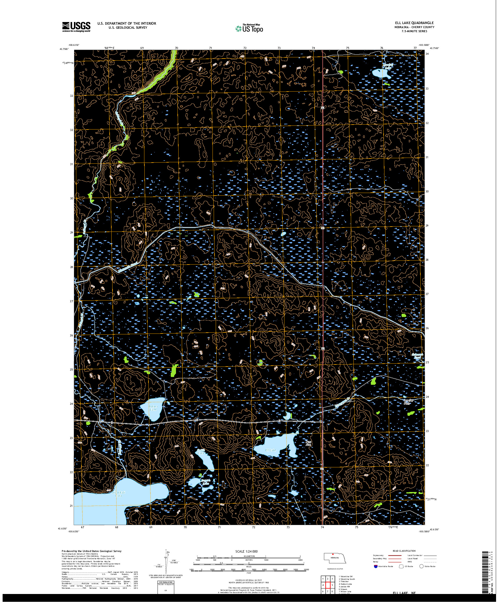 USGS US TOPO 7.5-MINUTE MAP FOR ELL LAKE, NE 2017