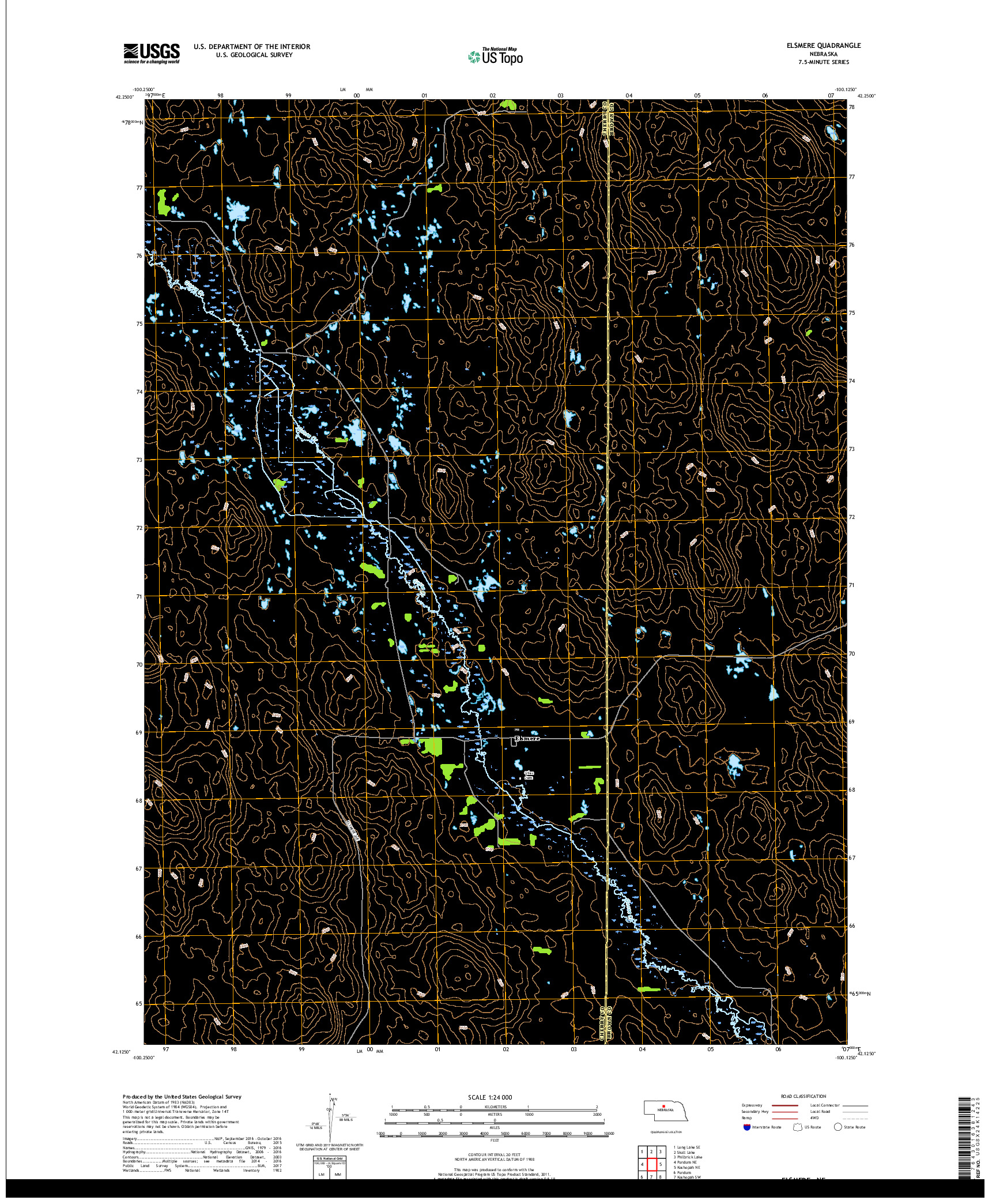 USGS US TOPO 7.5-MINUTE MAP FOR ELSMERE, NE 2017