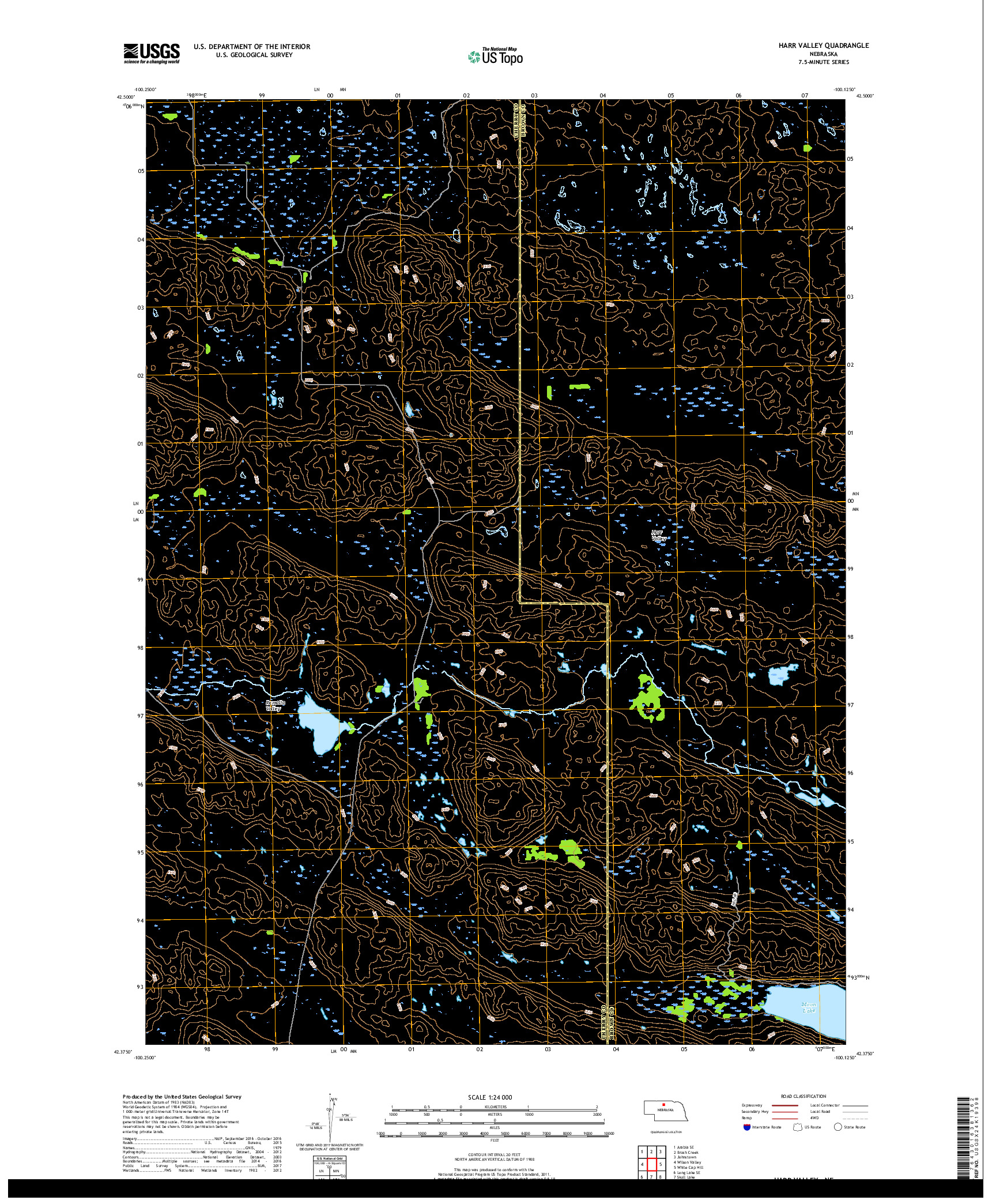 USGS US TOPO 7.5-MINUTE MAP FOR HARR VALLEY, NE 2017