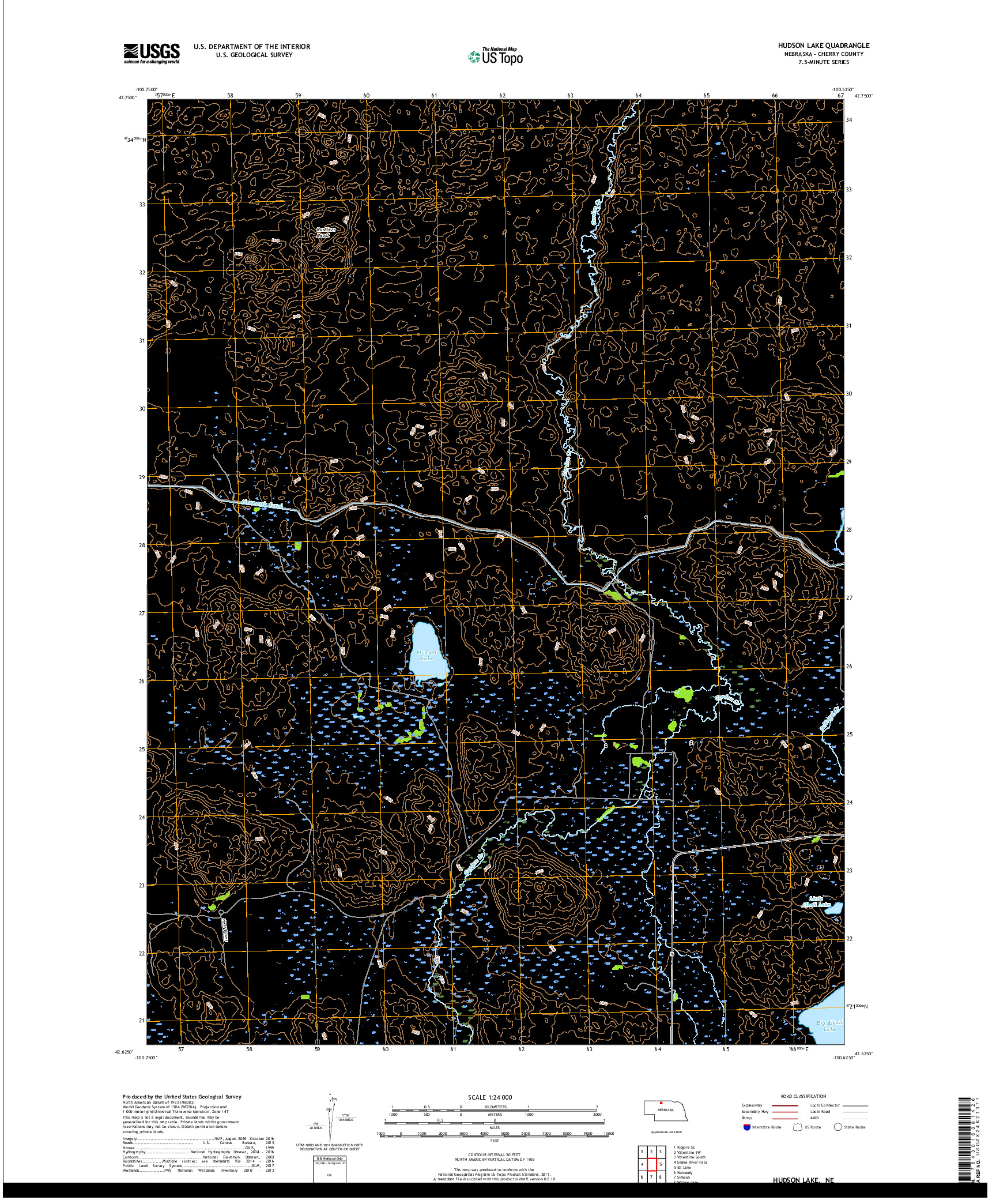 USGS US TOPO 7.5-MINUTE MAP FOR HUDSON LAKE, NE 2017