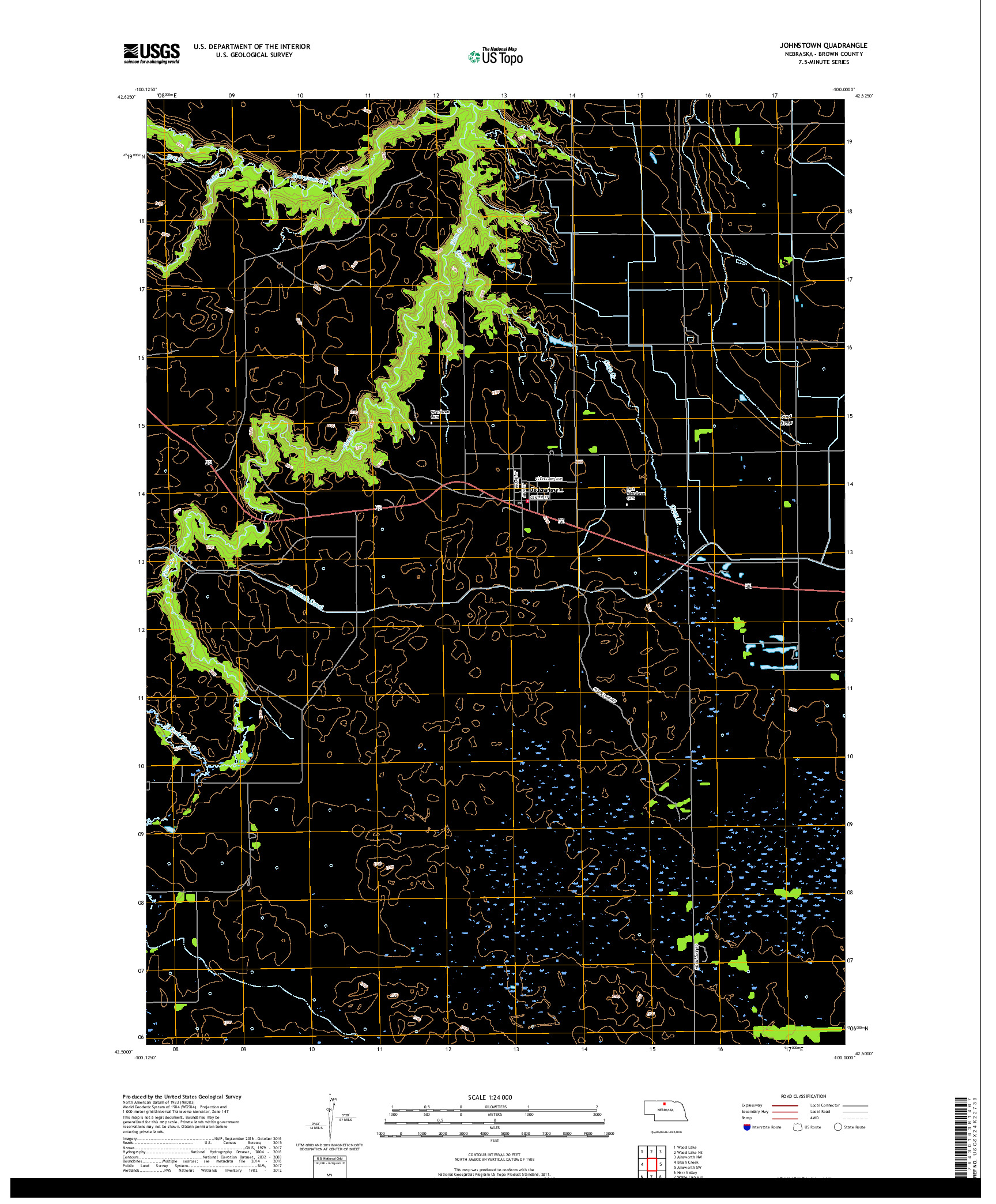 USGS US TOPO 7.5-MINUTE MAP FOR JOHNSTOWN, NE 2017