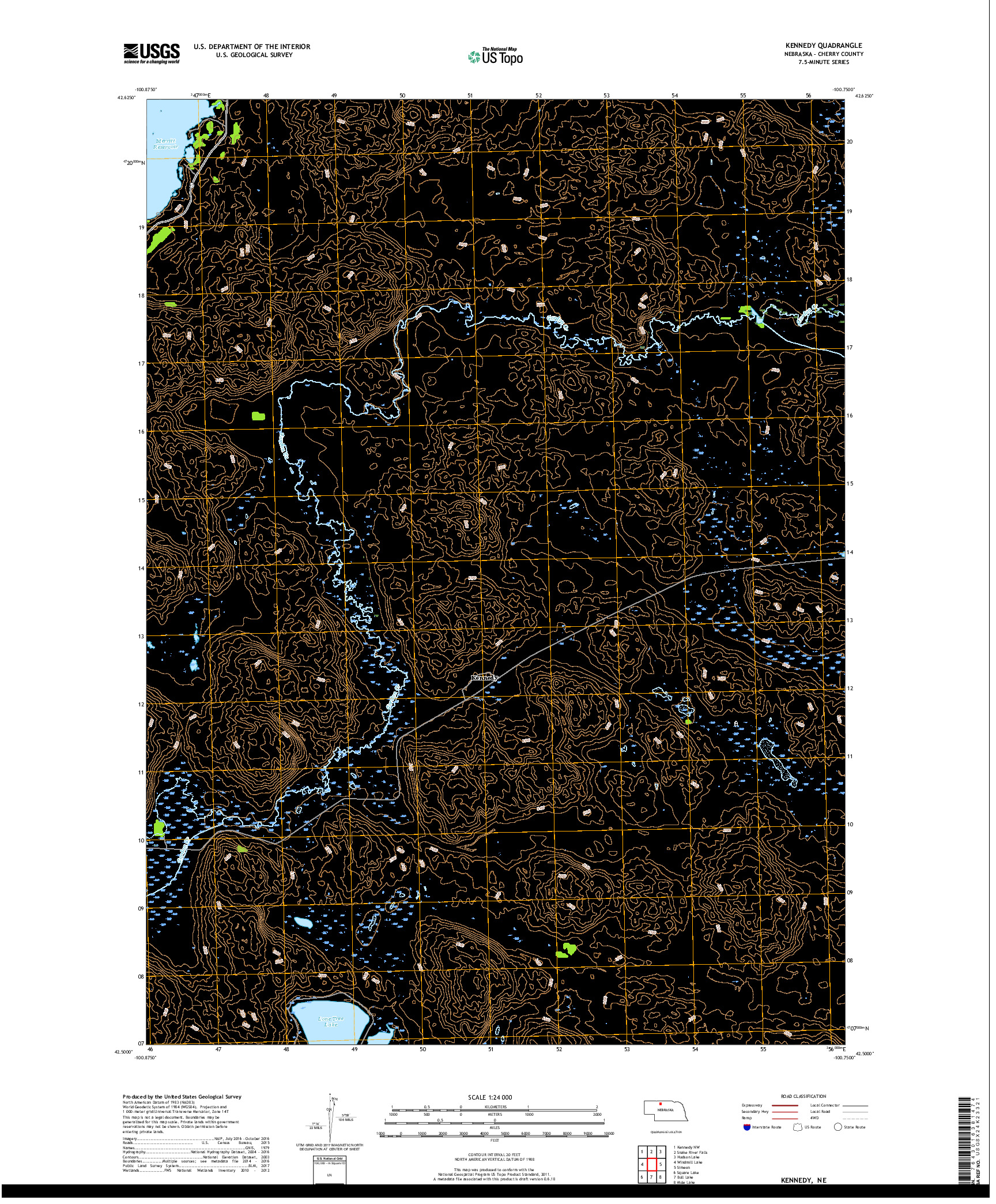 USGS US TOPO 7.5-MINUTE MAP FOR KENNEDY, NE 2017