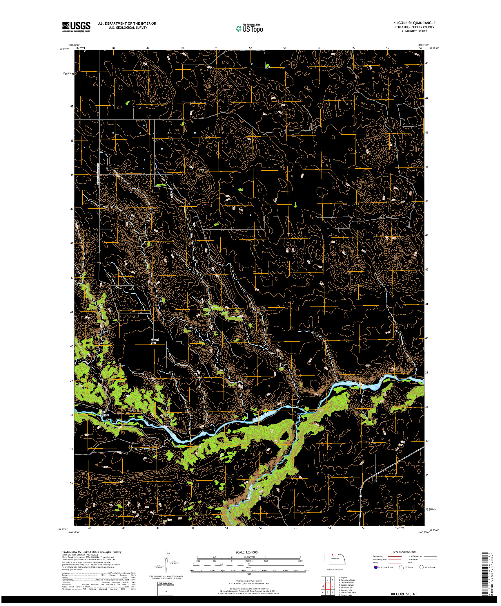 USGS US TOPO 7.5-MINUTE MAP FOR KILGORE SE, NE 2017