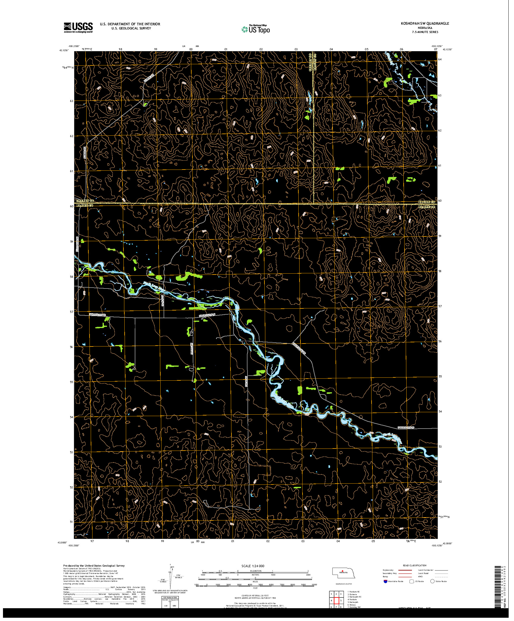 USGS US TOPO 7.5-MINUTE MAP FOR KOSHOPAH SW, NE 2017