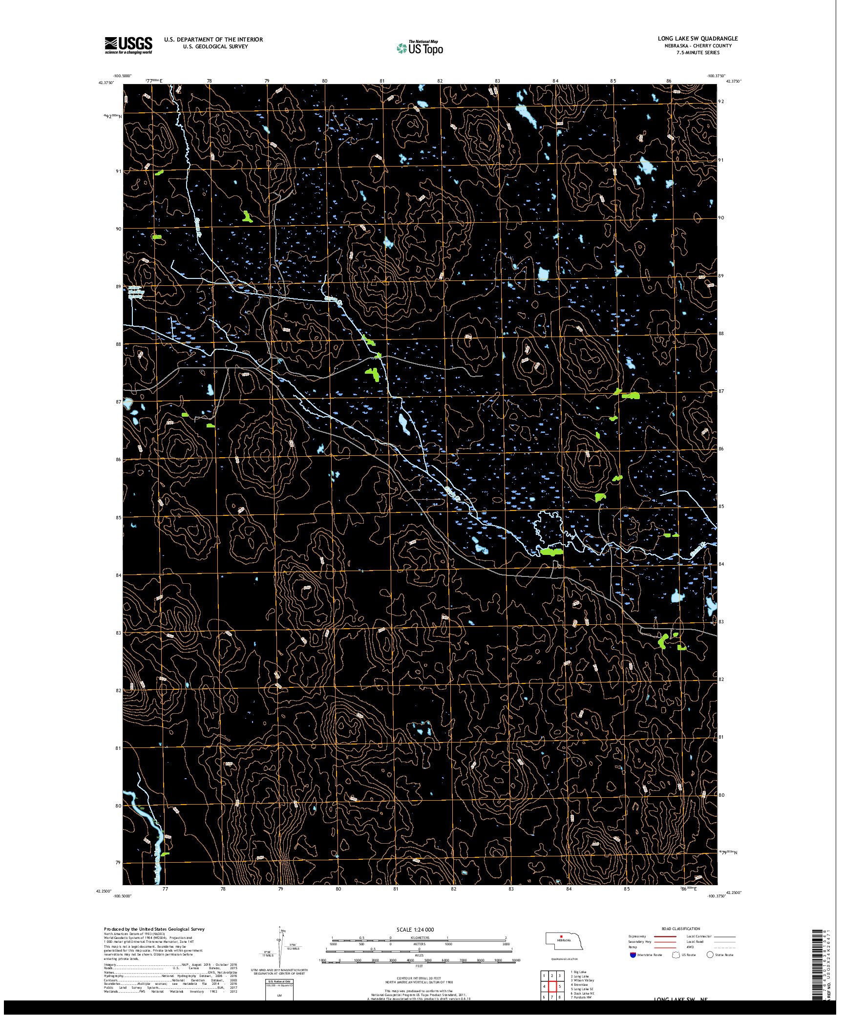 USGS US TOPO 7.5-MINUTE MAP FOR LONG LAKE SW, NE 2017