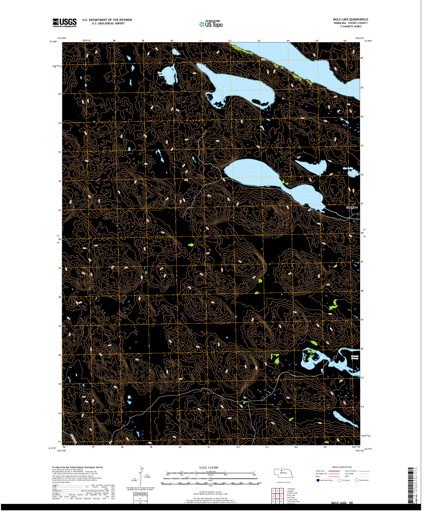 USGS US TOPO 7.5-MINUTE MAP FOR MULE LAKE, NE 2017