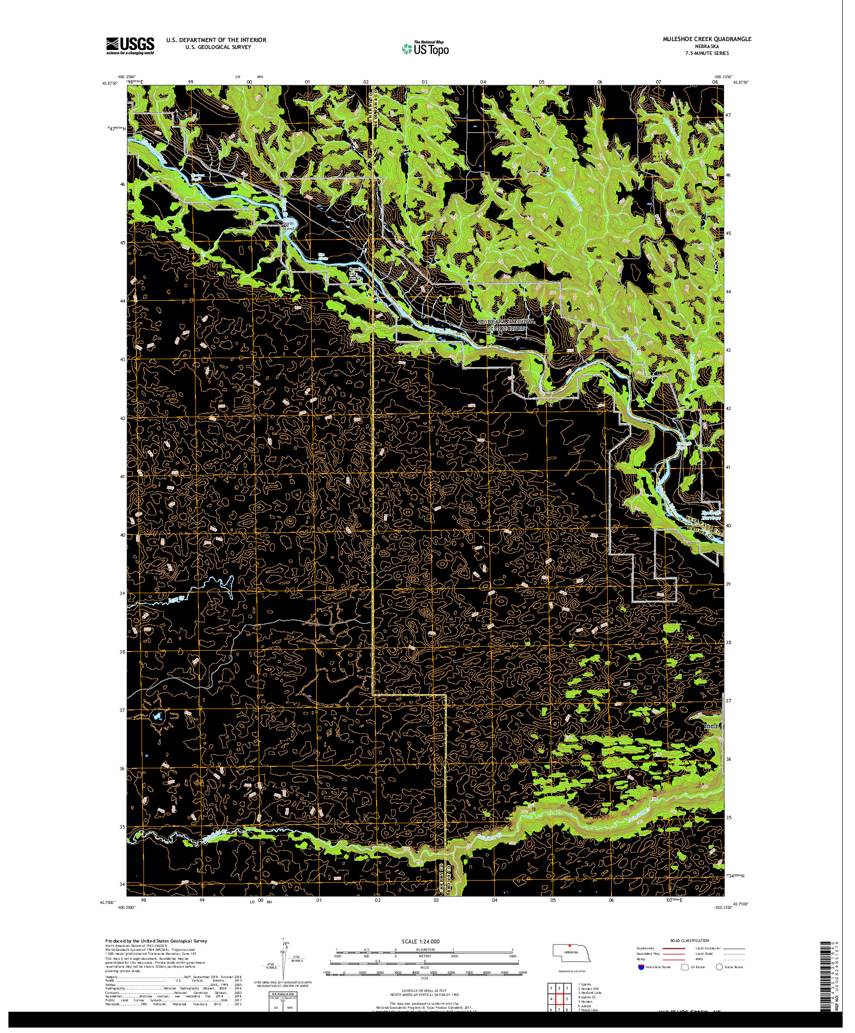 USGS US TOPO 7.5-MINUTE MAP FOR MULESHOE CREEK, NE 2017