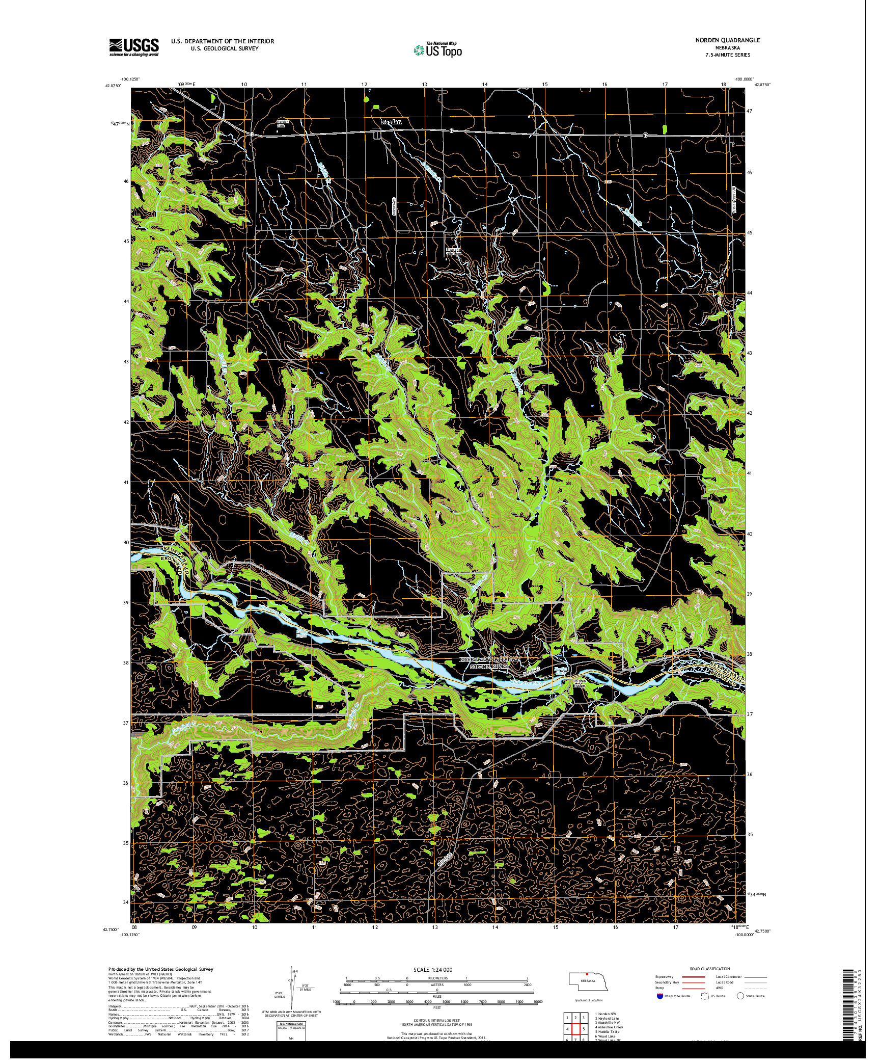 USGS US TOPO 7.5-MINUTE MAP FOR NORDEN, NE 2017
