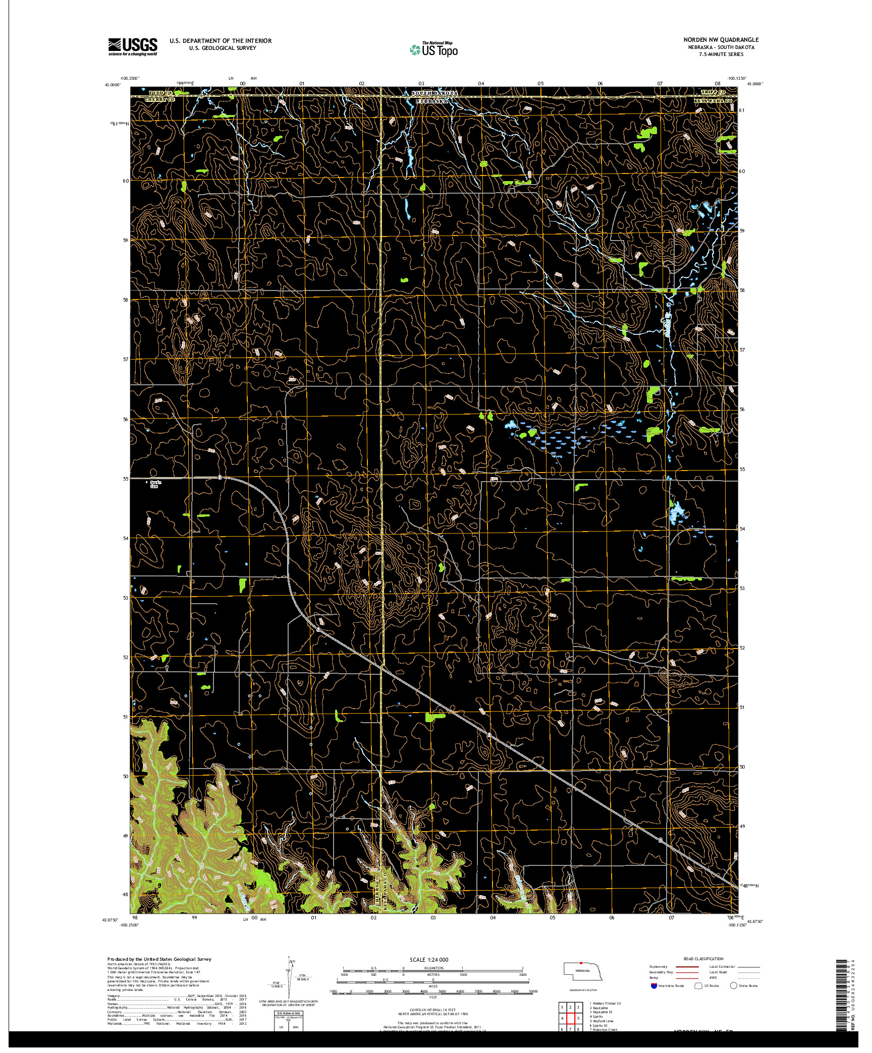 USGS US TOPO 7.5-MINUTE MAP FOR NORDEN NW, NE,SD 2017