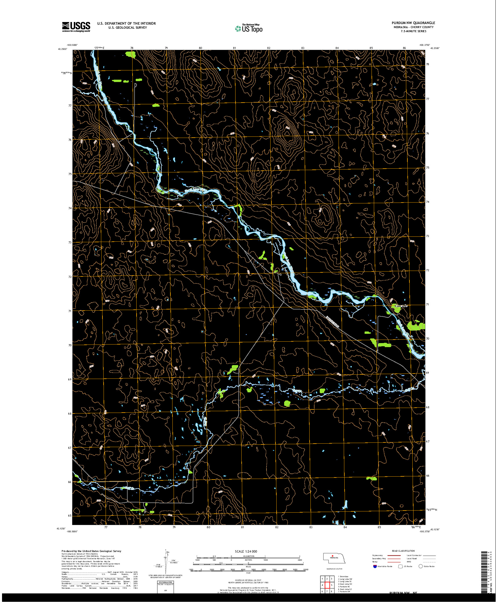 USGS US TOPO 7.5-MINUTE MAP FOR PURDUM NW, NE 2017