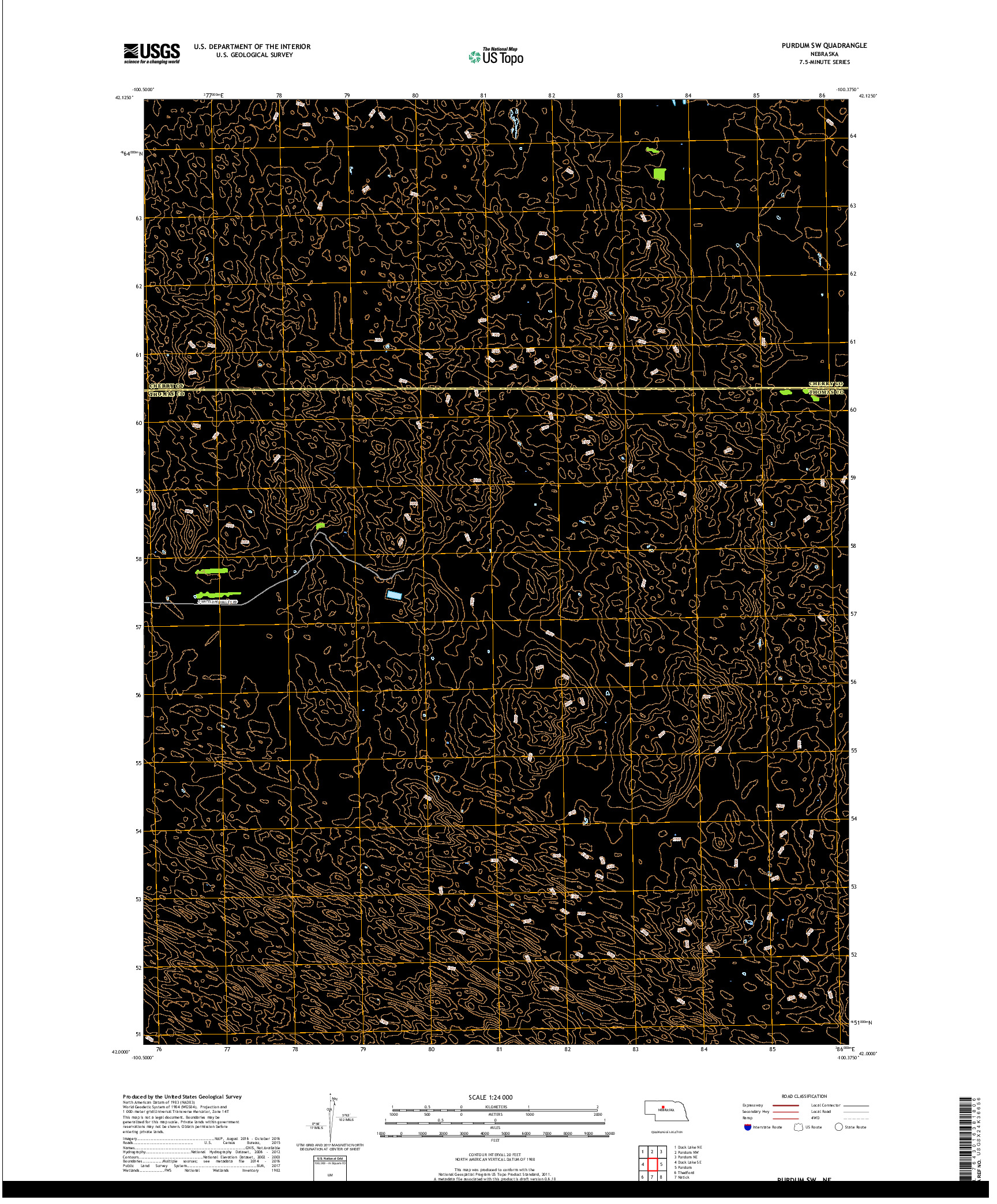 USGS US TOPO 7.5-MINUTE MAP FOR PURDUM SW, NE 2017