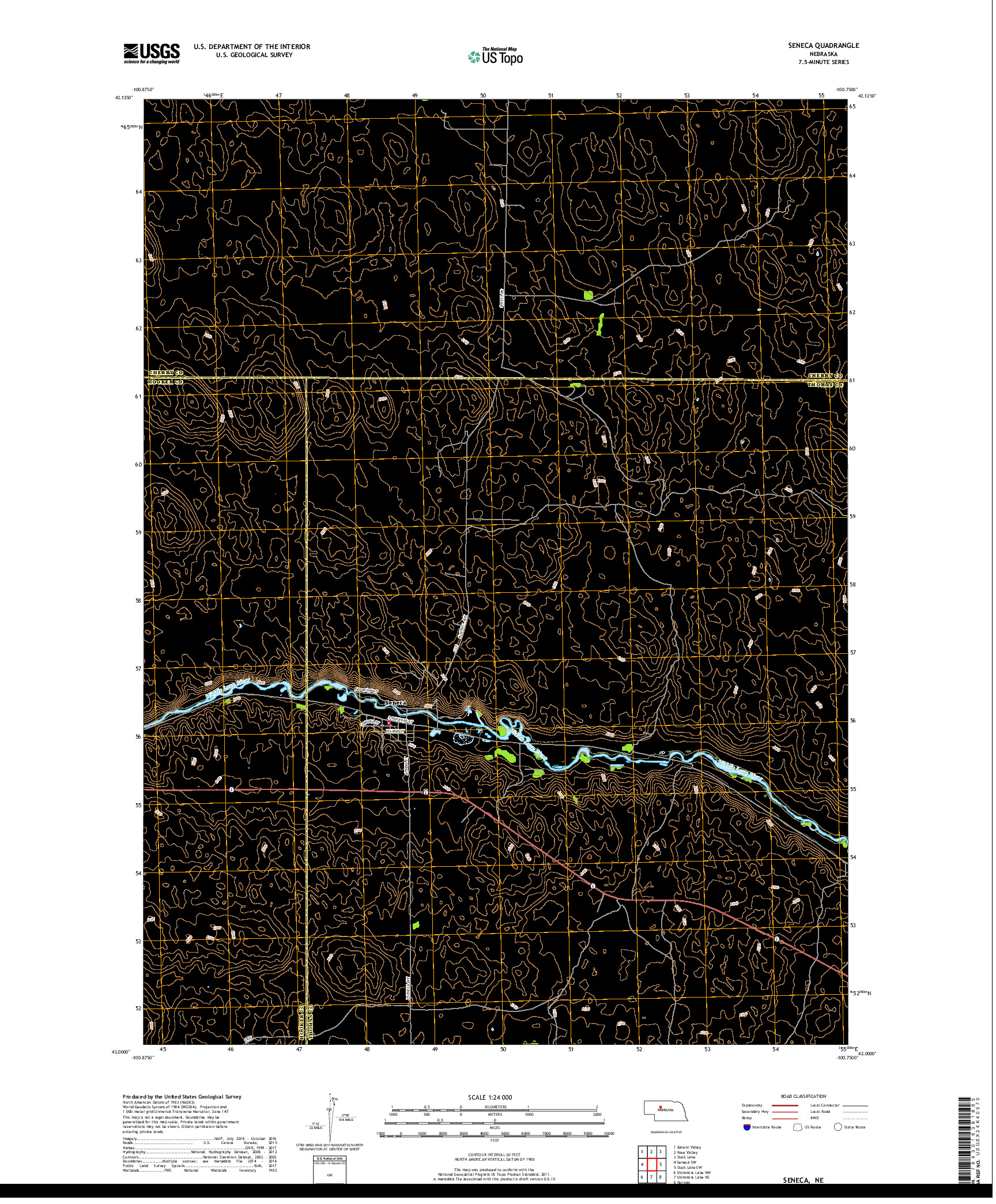 USGS US TOPO 7.5-MINUTE MAP FOR SENECA, NE 2017