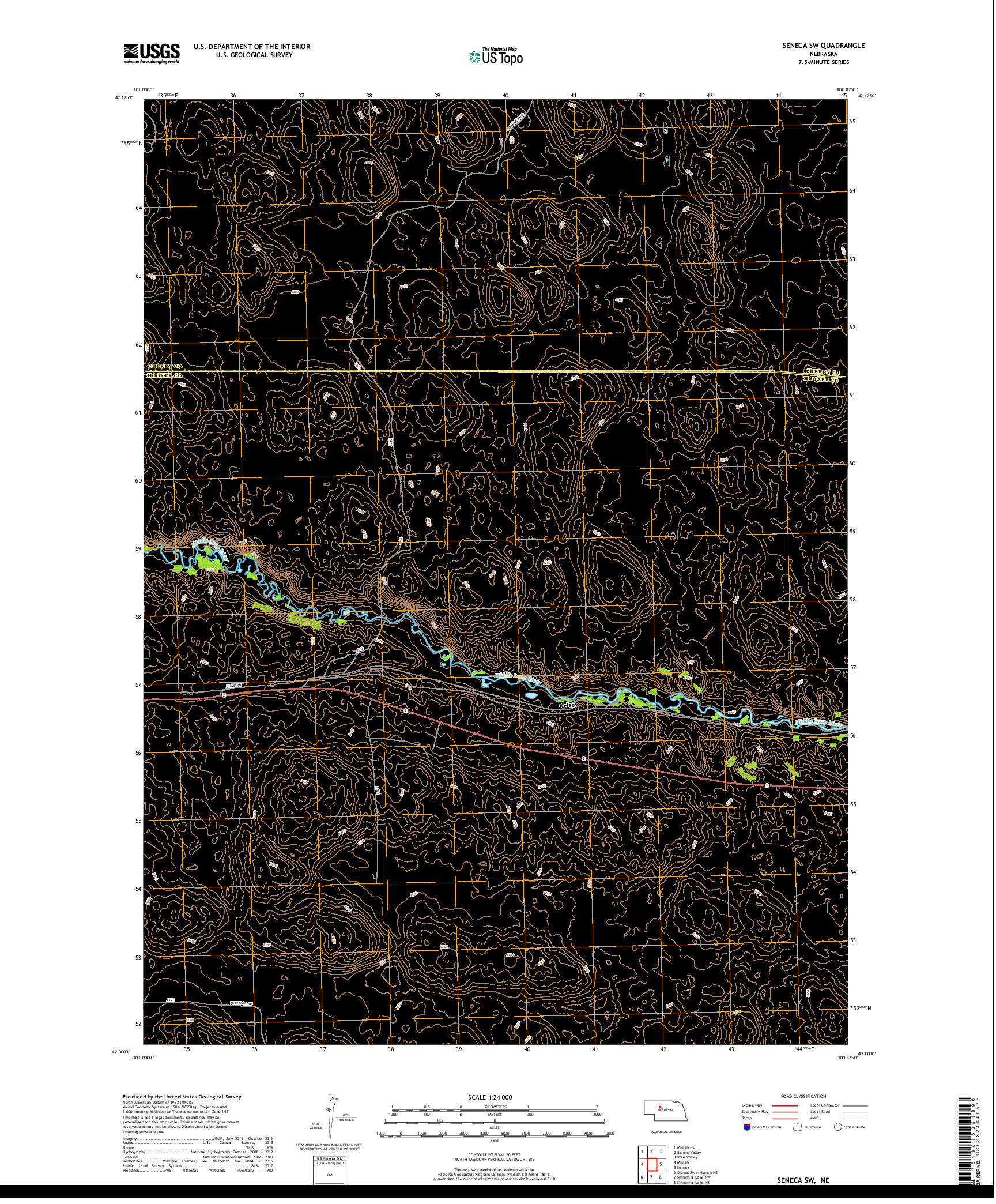 USGS US TOPO 7.5-MINUTE MAP FOR SENECA SW, NE 2017