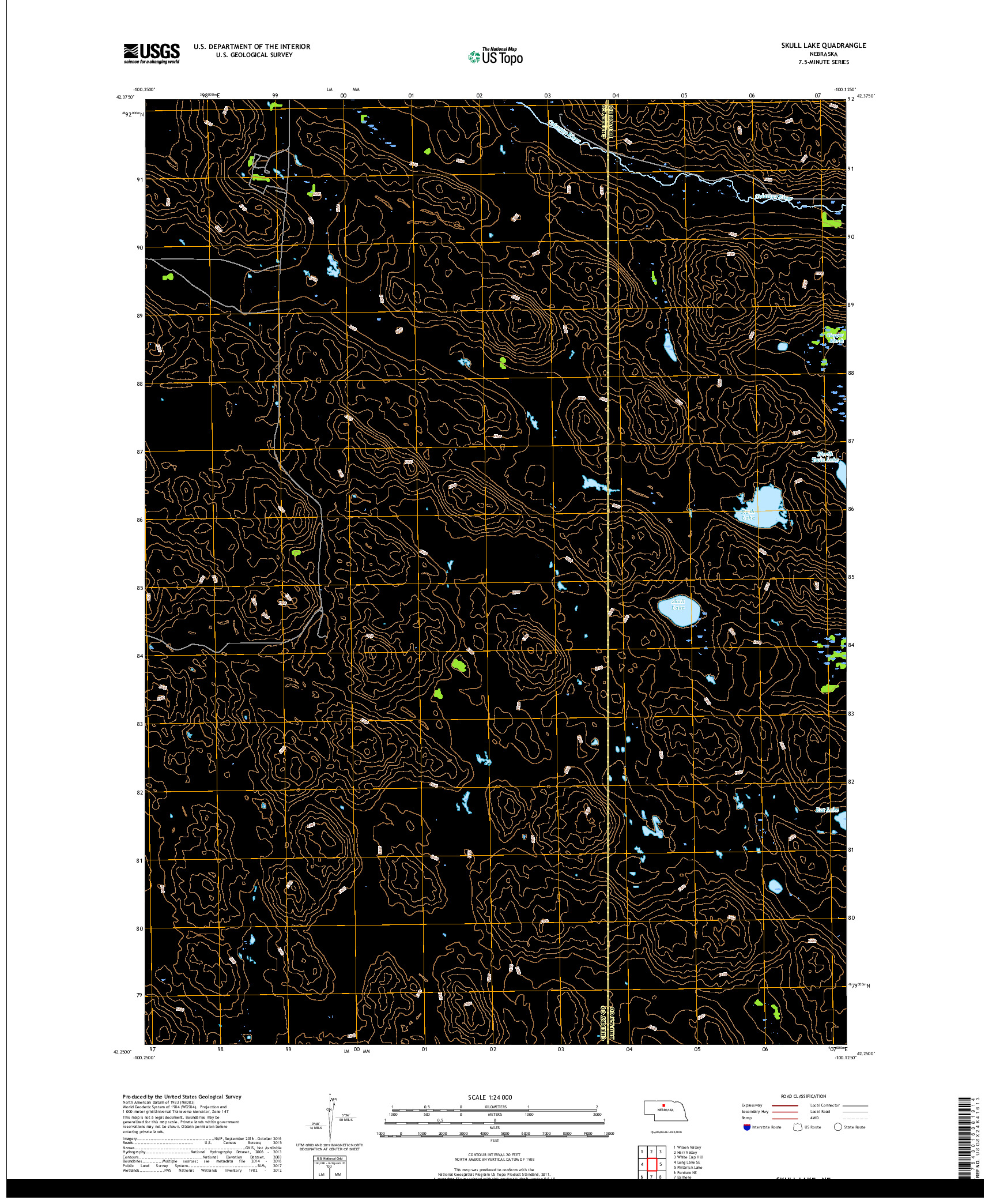 USGS US TOPO 7.5-MINUTE MAP FOR SKULL LAKE, NE 2017