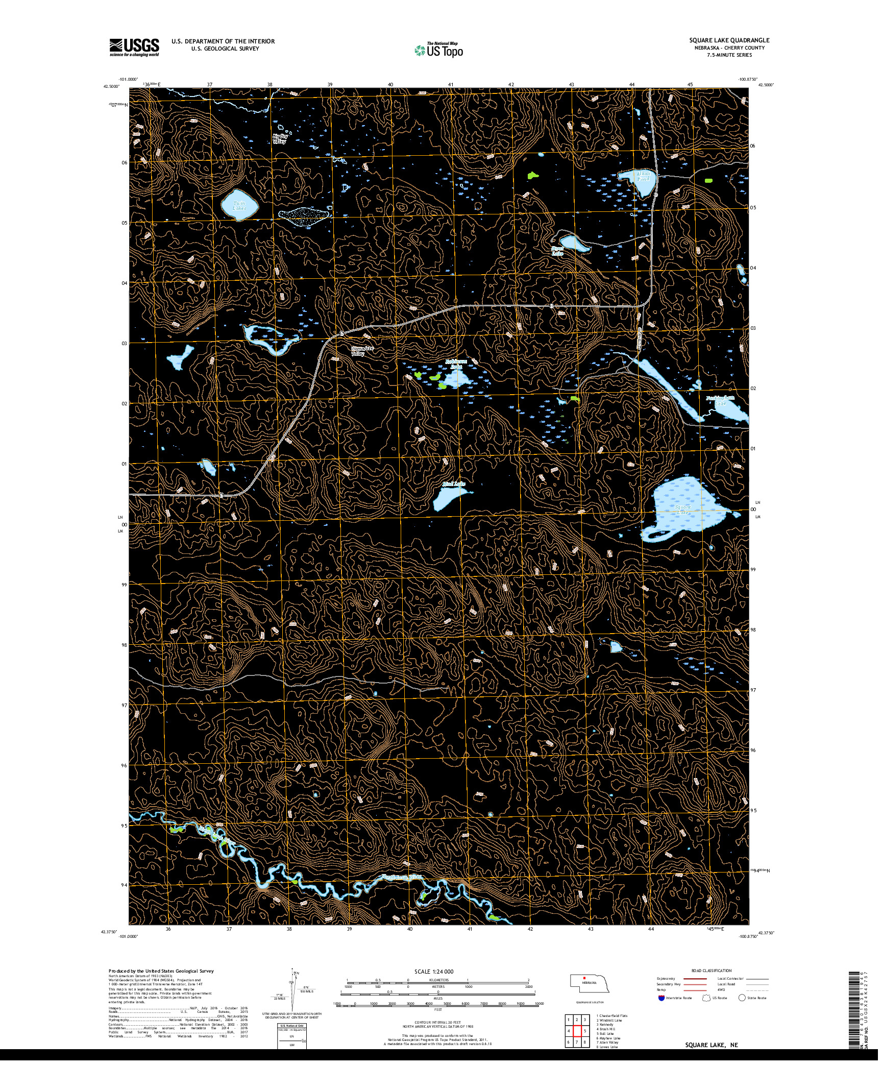 USGS US TOPO 7.5-MINUTE MAP FOR SQUARE LAKE, NE 2017