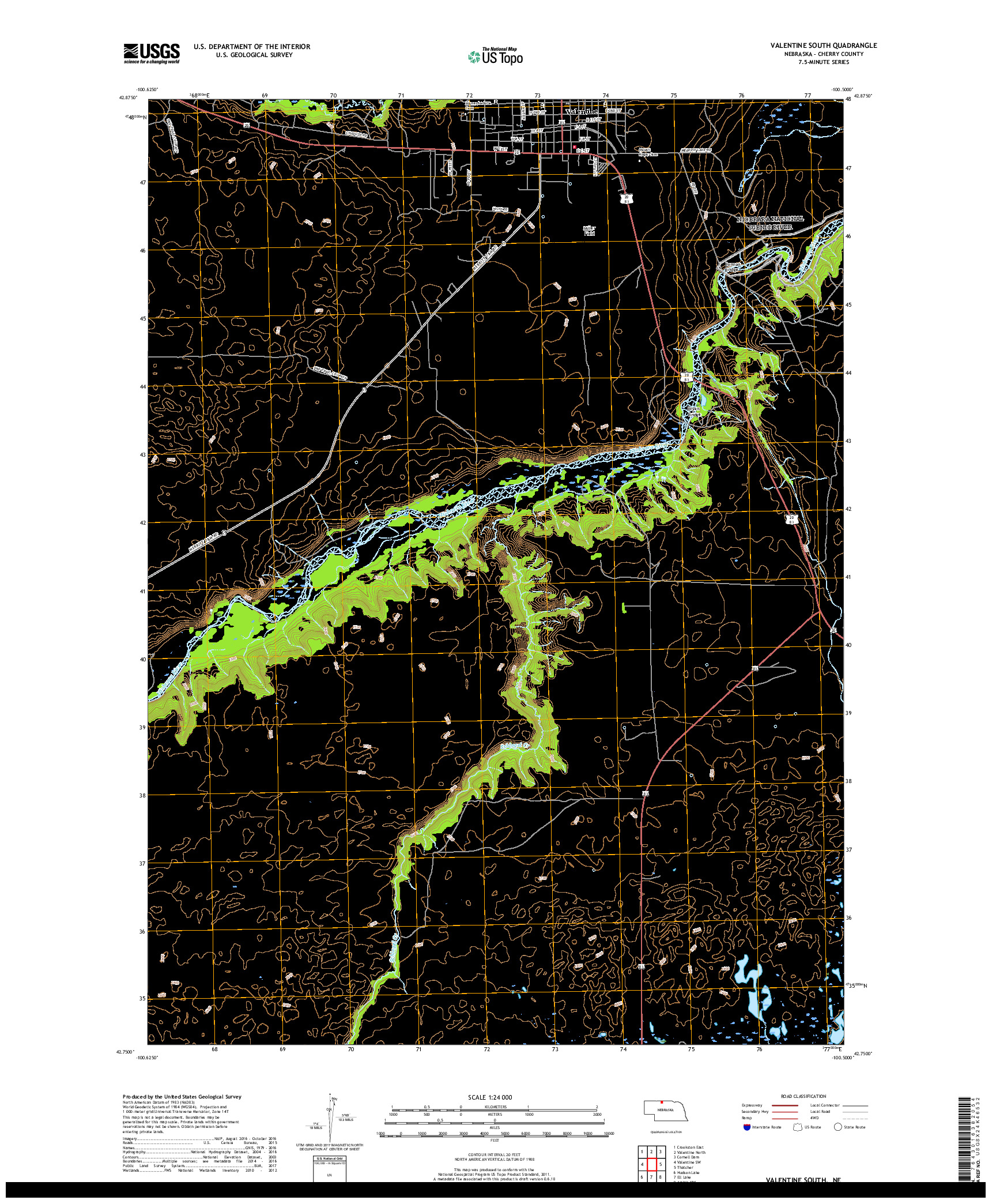 USGS US TOPO 7.5-MINUTE MAP FOR VALENTINE SOUTH, NE 2017