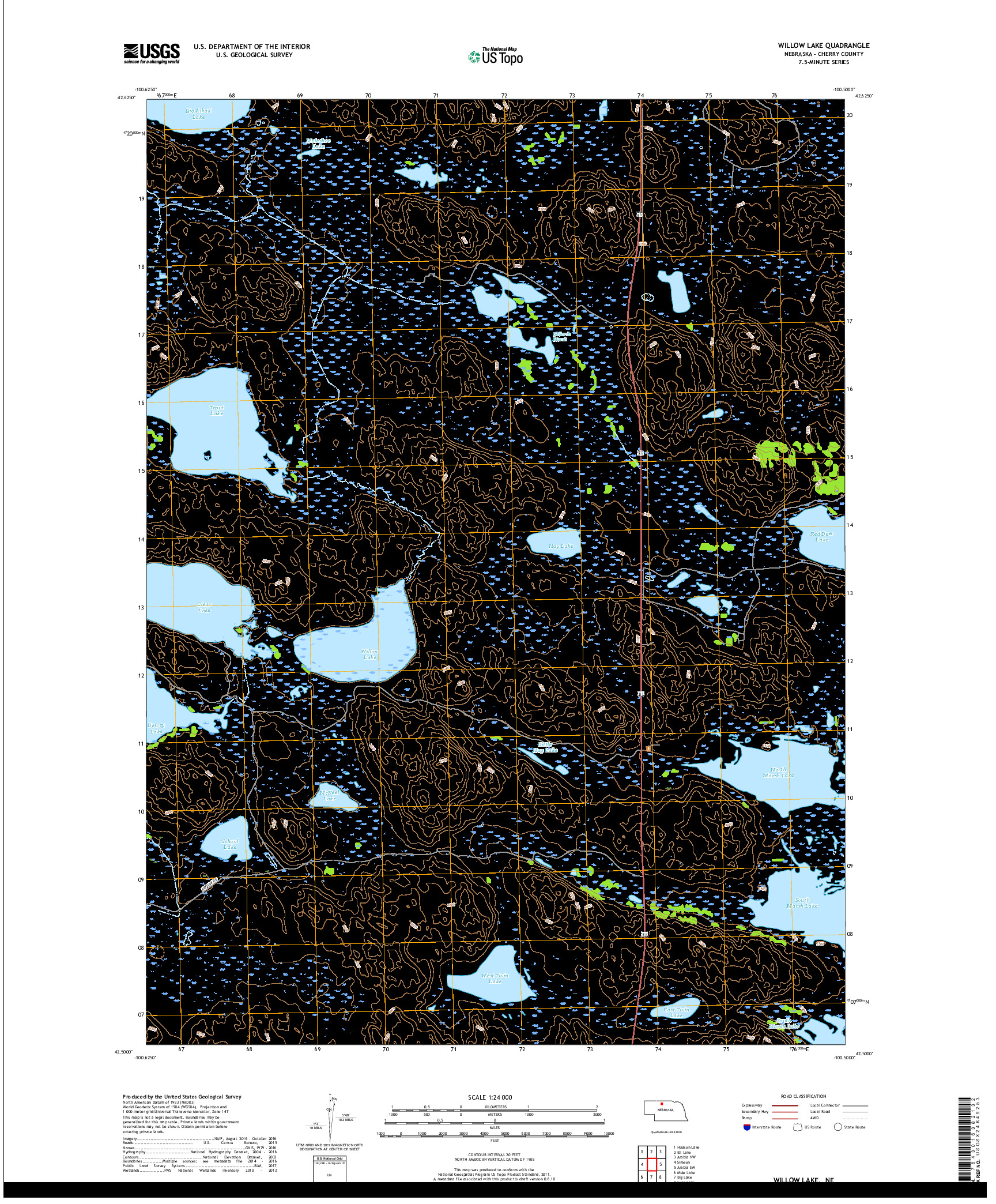 USGS US TOPO 7.5-MINUTE MAP FOR WILLOW LAKE, NE 2017