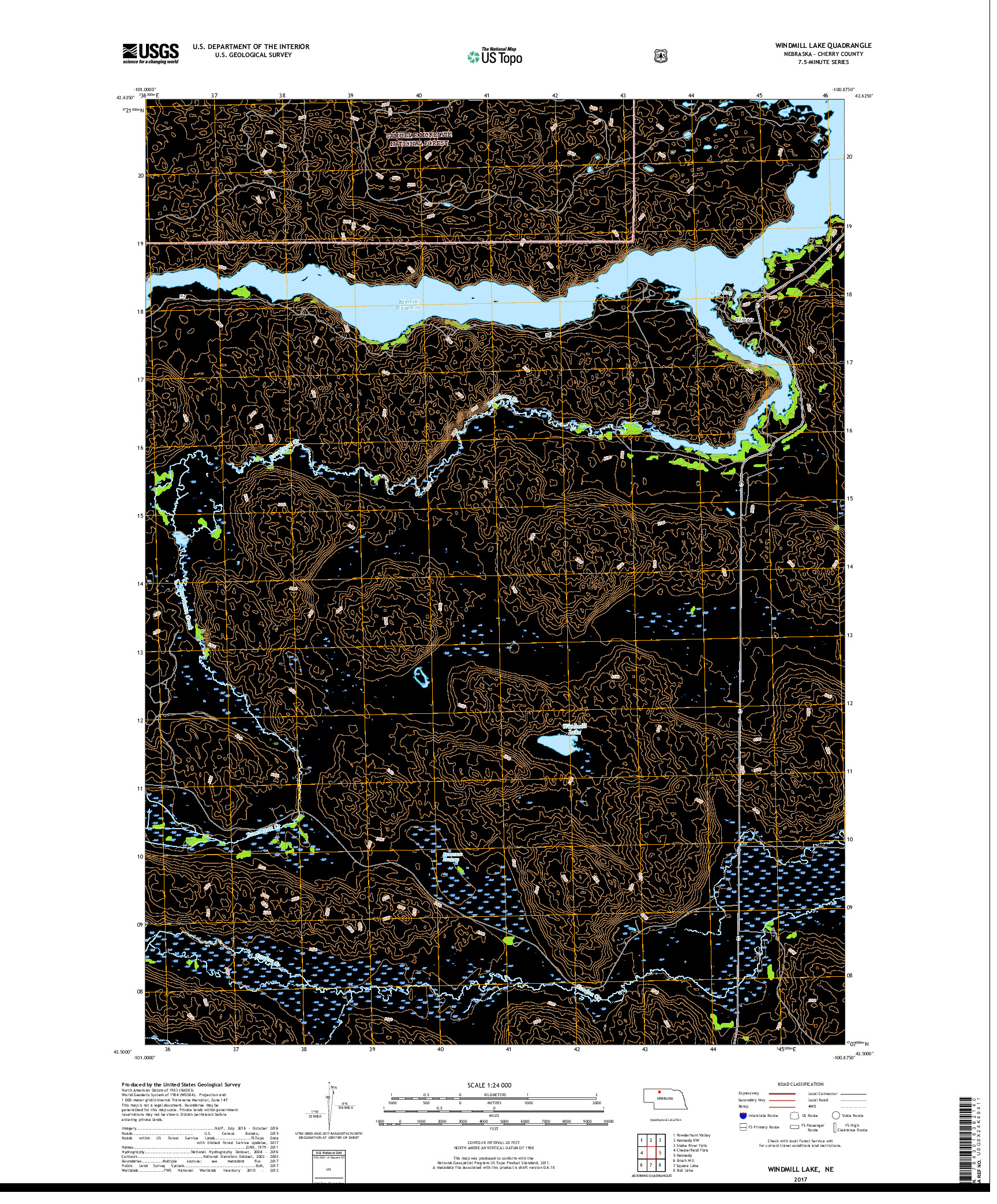 USGS US TOPO 7.5-MINUTE MAP FOR WINDMILL LAKE, NE 2017