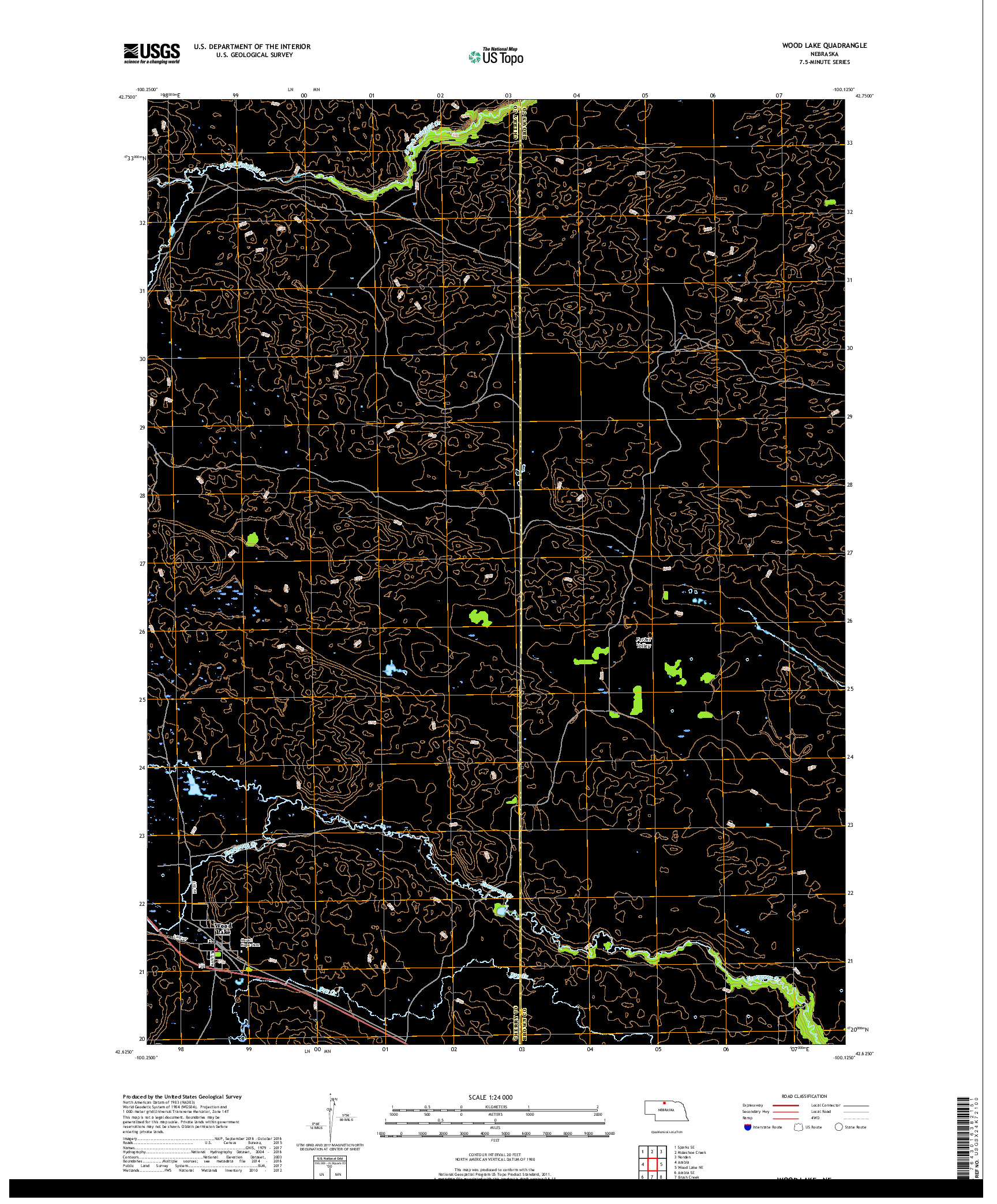 USGS US TOPO 7.5-MINUTE MAP FOR WOOD LAKE, NE 2017