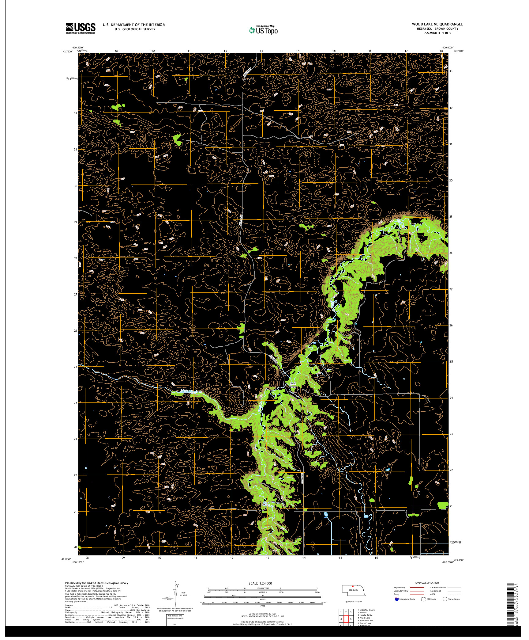 USGS US TOPO 7.5-MINUTE MAP FOR WOOD LAKE NE, NE 2017