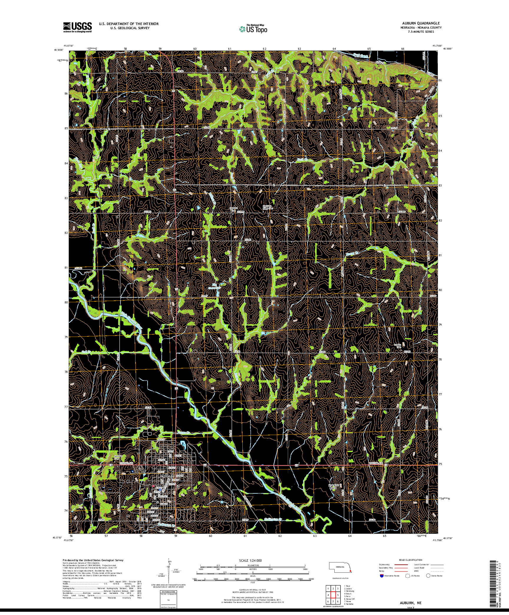 USGS US TOPO 7.5-MINUTE MAP FOR AUBURN, NE 2017