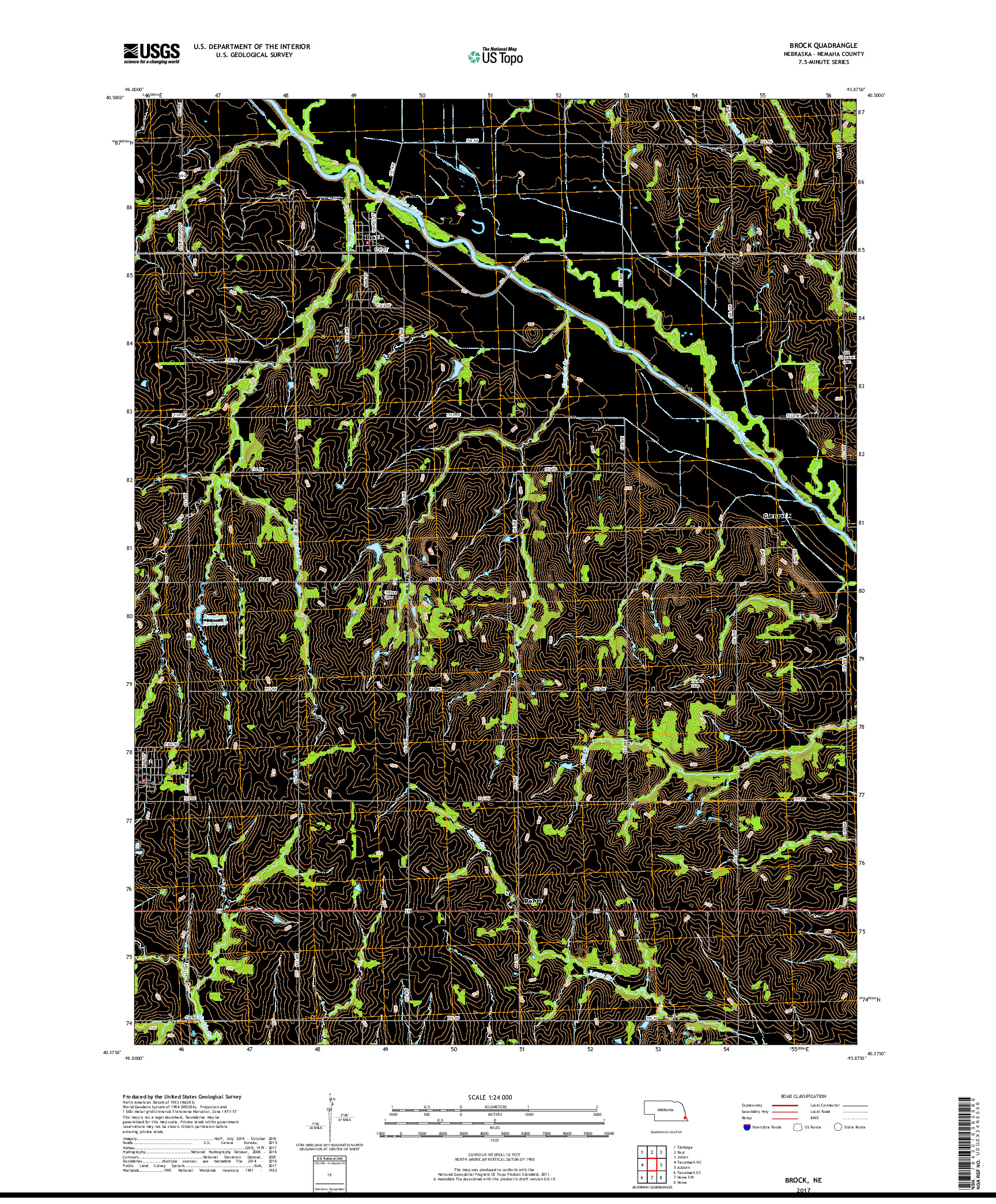 USGS US TOPO 7.5-MINUTE MAP FOR BROCK, NE 2017
