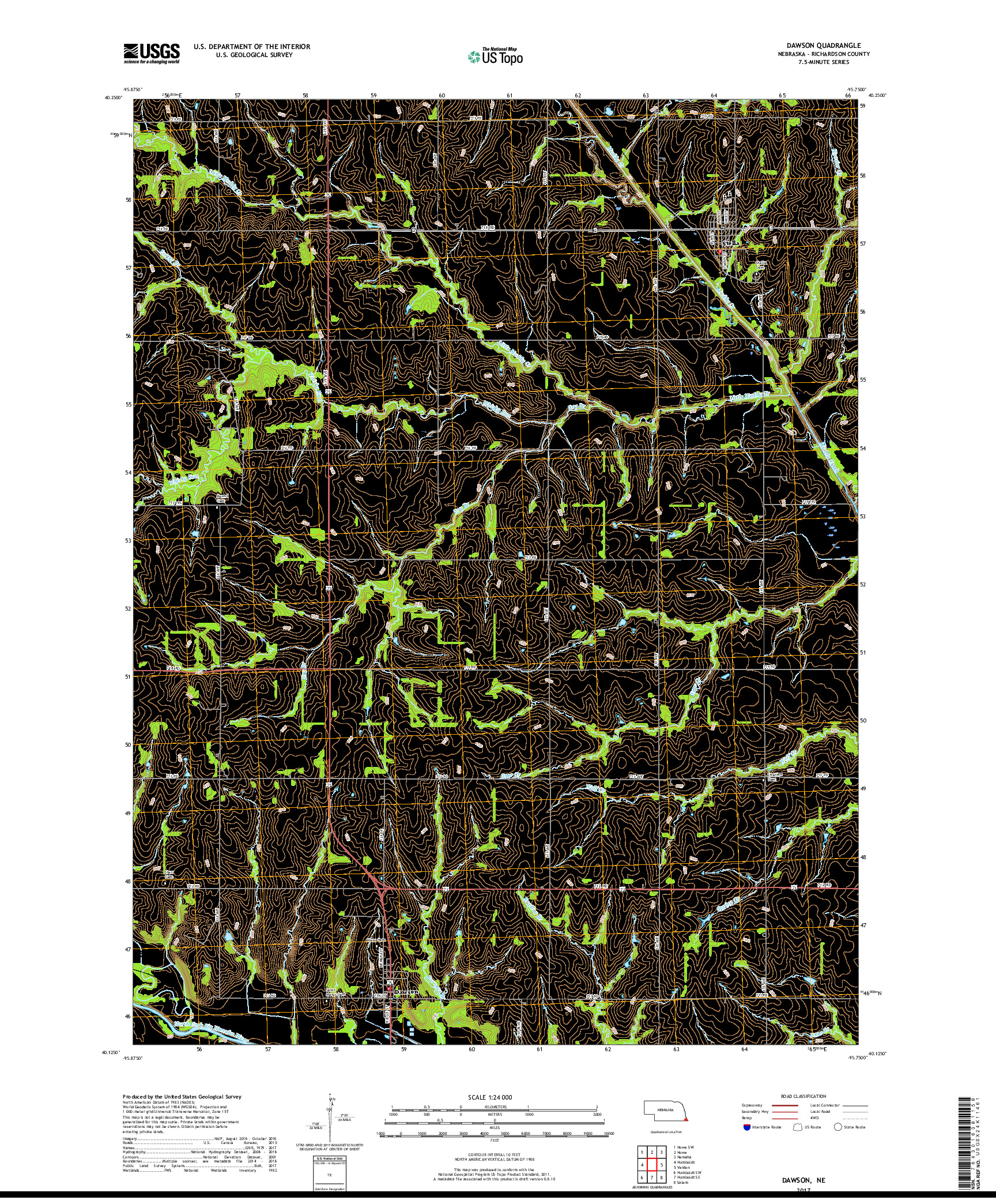 USGS US TOPO 7.5-MINUTE MAP FOR DAWSON, NE 2017