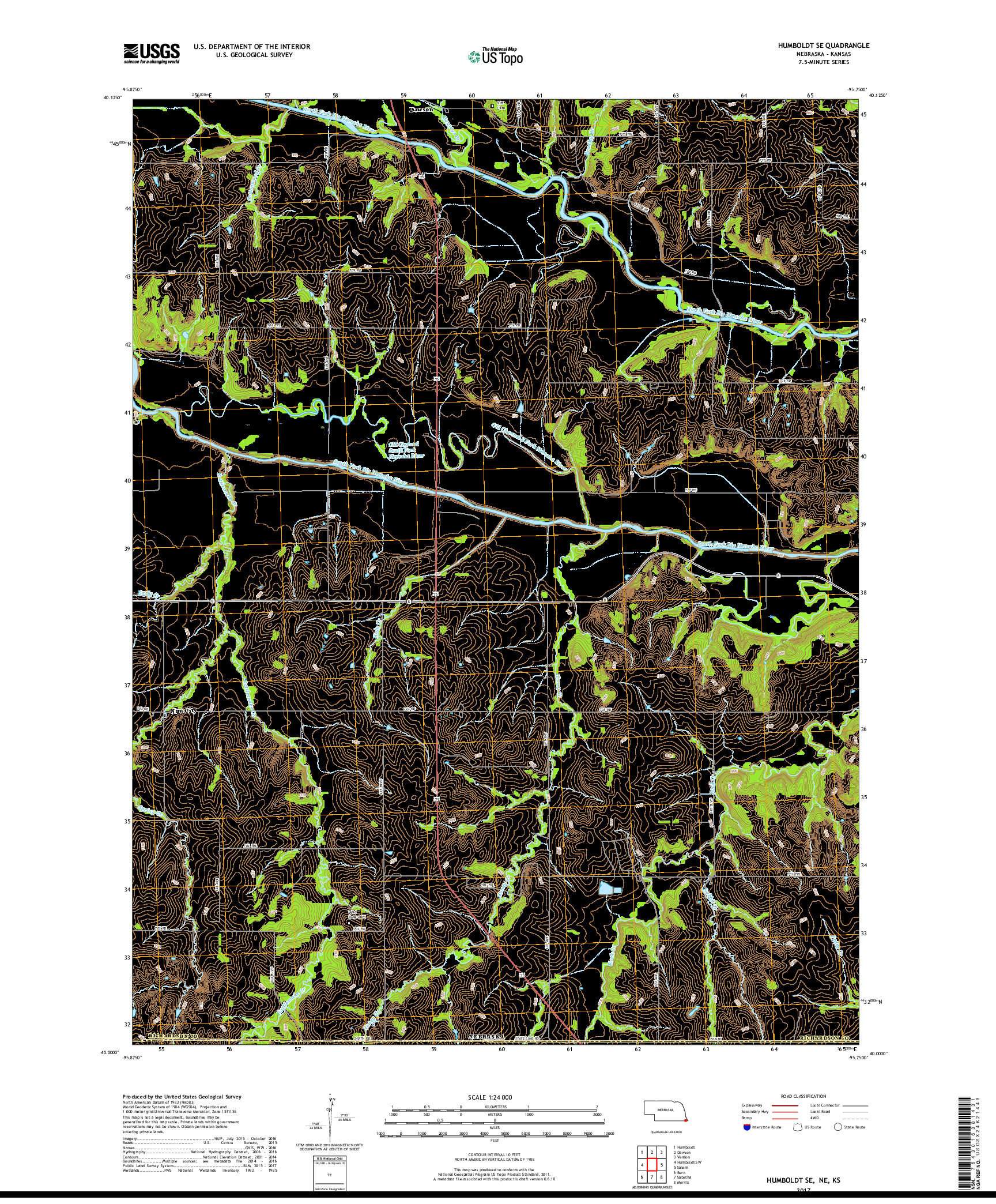 USGS US TOPO 7.5-MINUTE MAP FOR HUMBOLDT SE, NE,KS 2017