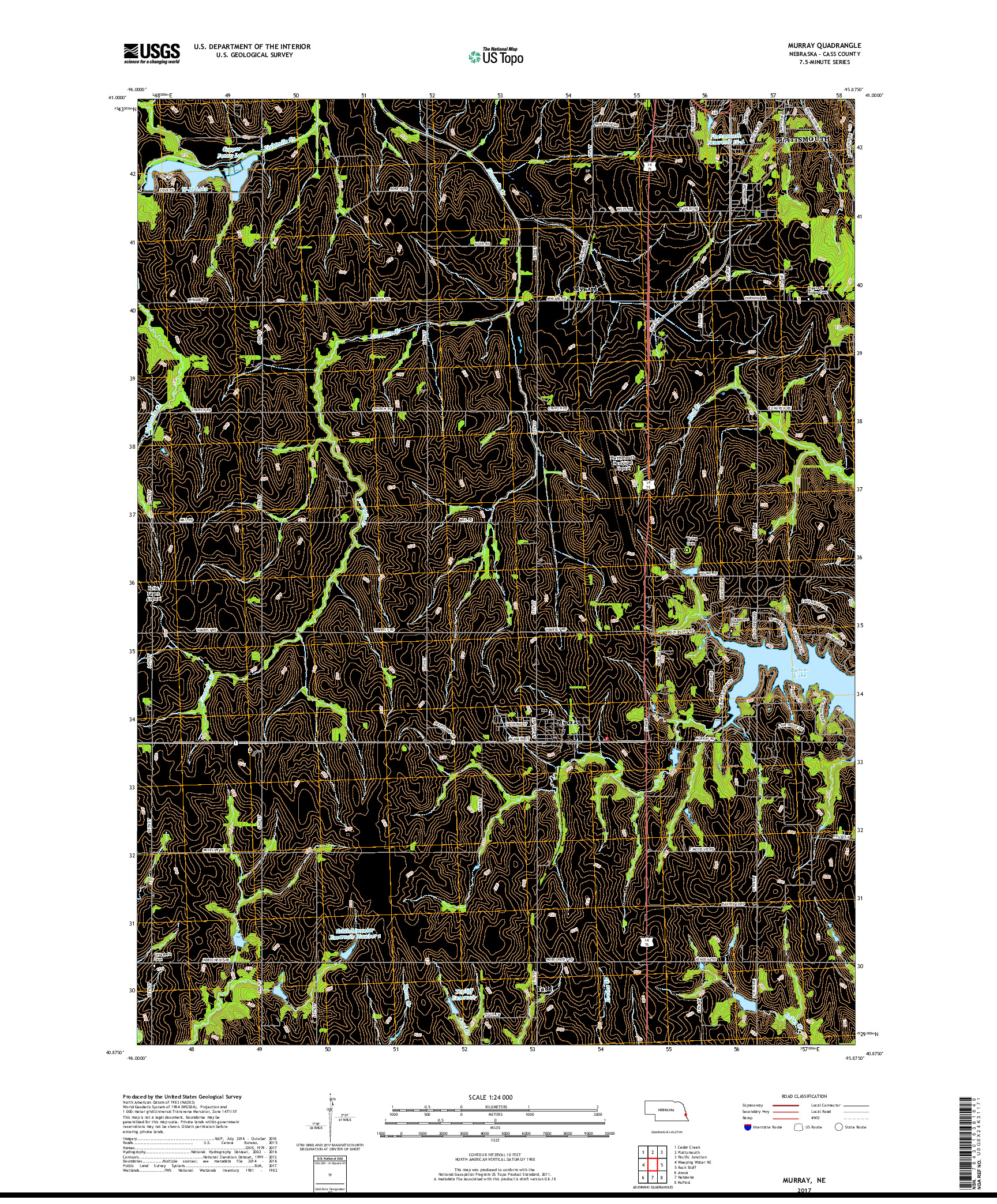 USGS US TOPO 7.5-MINUTE MAP FOR MURRAY, NE 2017