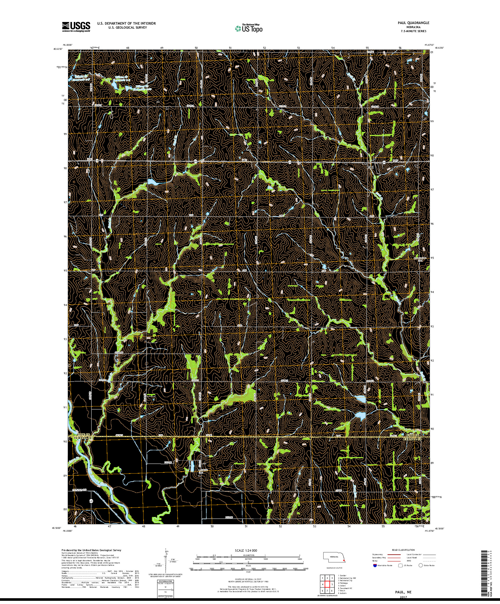 USGS US TOPO 7.5-MINUTE MAP FOR PAUL, NE 2017