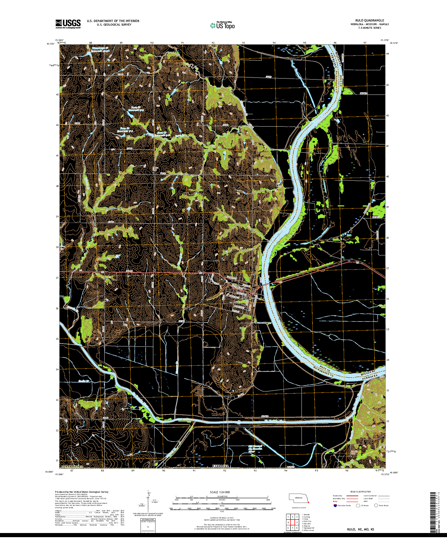 USGS US TOPO 7.5-MINUTE MAP FOR RULO, NE,MO,KS 2017