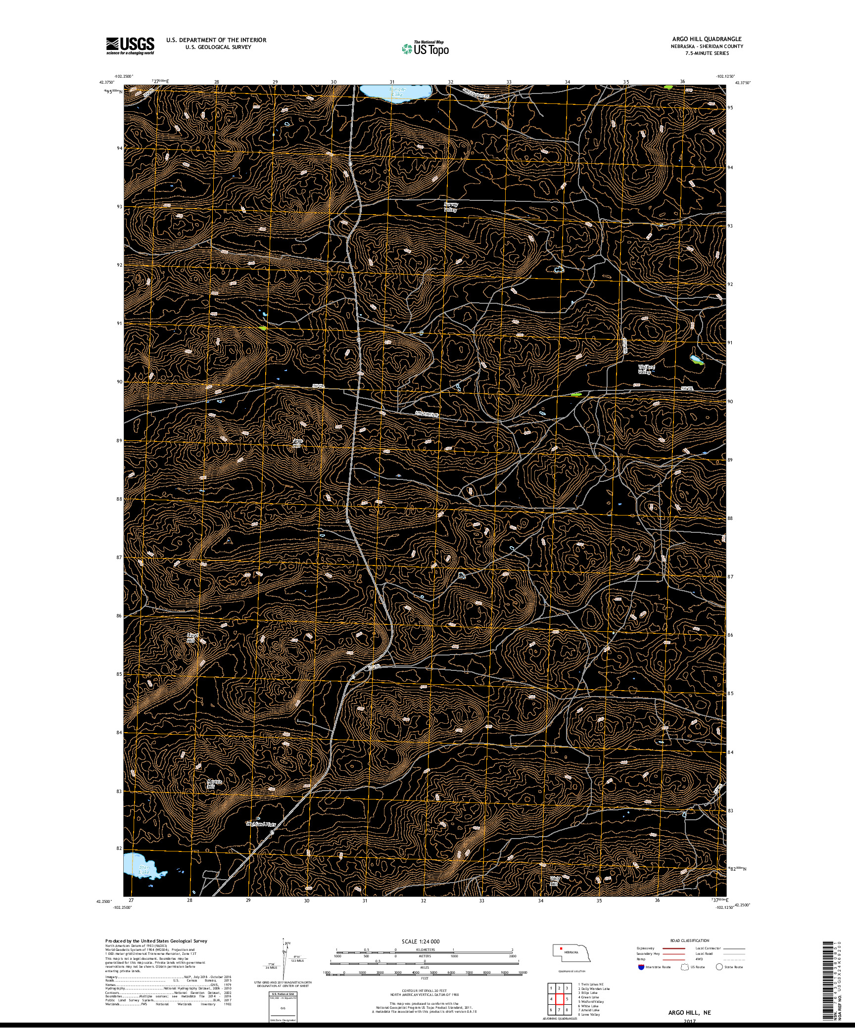 USGS US TOPO 7.5-MINUTE MAP FOR ARGO HILL, NE 2017