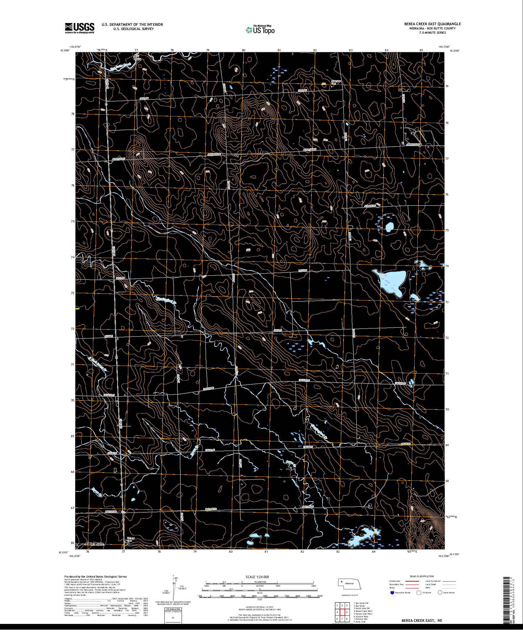 USGS US TOPO 7.5-MINUTE MAP FOR BEREA CREEK EAST, NE 2017