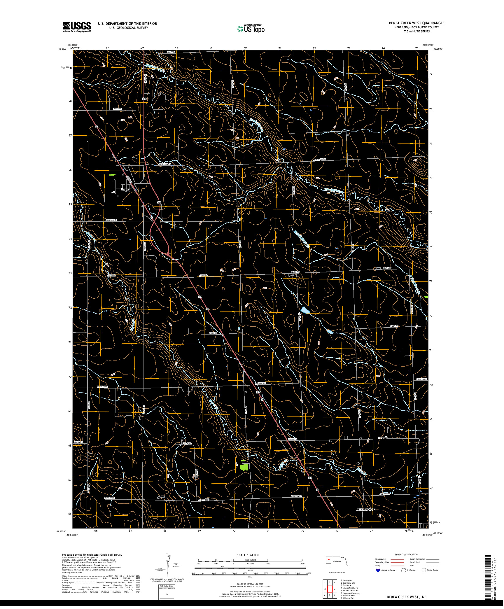 USGS US TOPO 7.5-MINUTE MAP FOR BEREA CREEK WEST, NE 2017