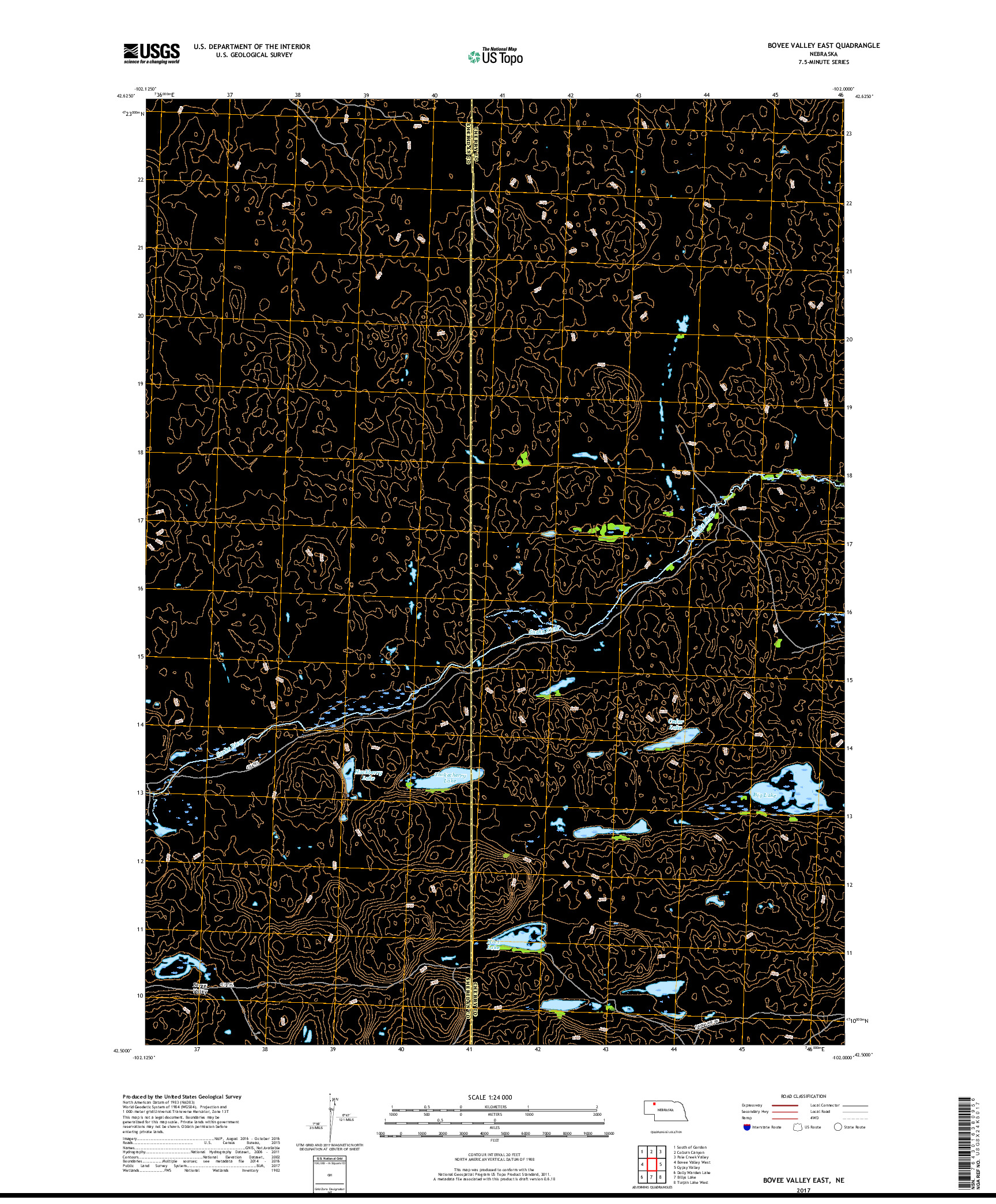 USGS US TOPO 7.5-MINUTE MAP FOR BOVEE VALLEY EAST, NE 2017