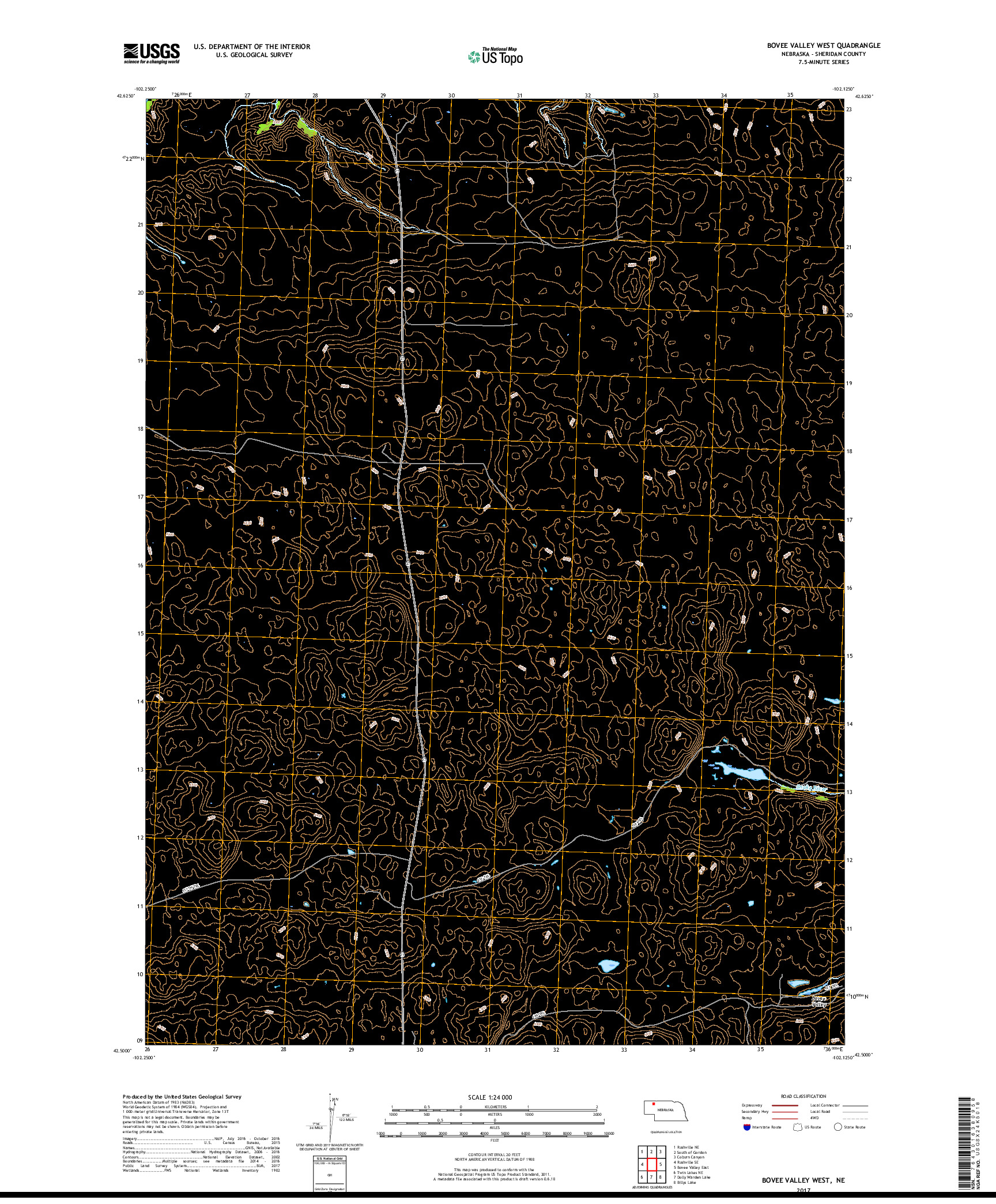 USGS US TOPO 7.5-MINUTE MAP FOR BOVEE VALLEY WEST, NE 2017