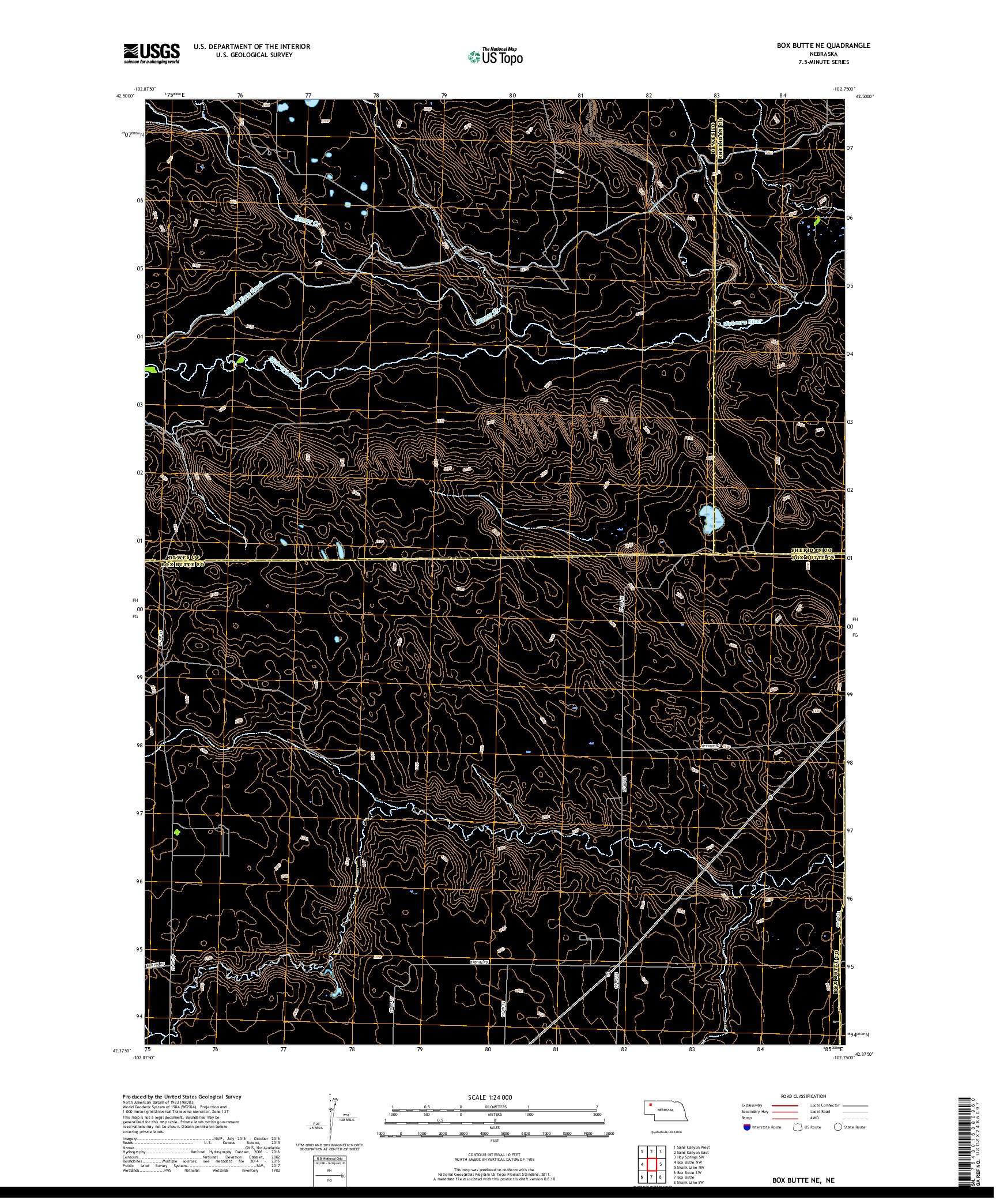 USGS US TOPO 7.5-MINUTE MAP FOR BOX BUTTE NE, NE 2017