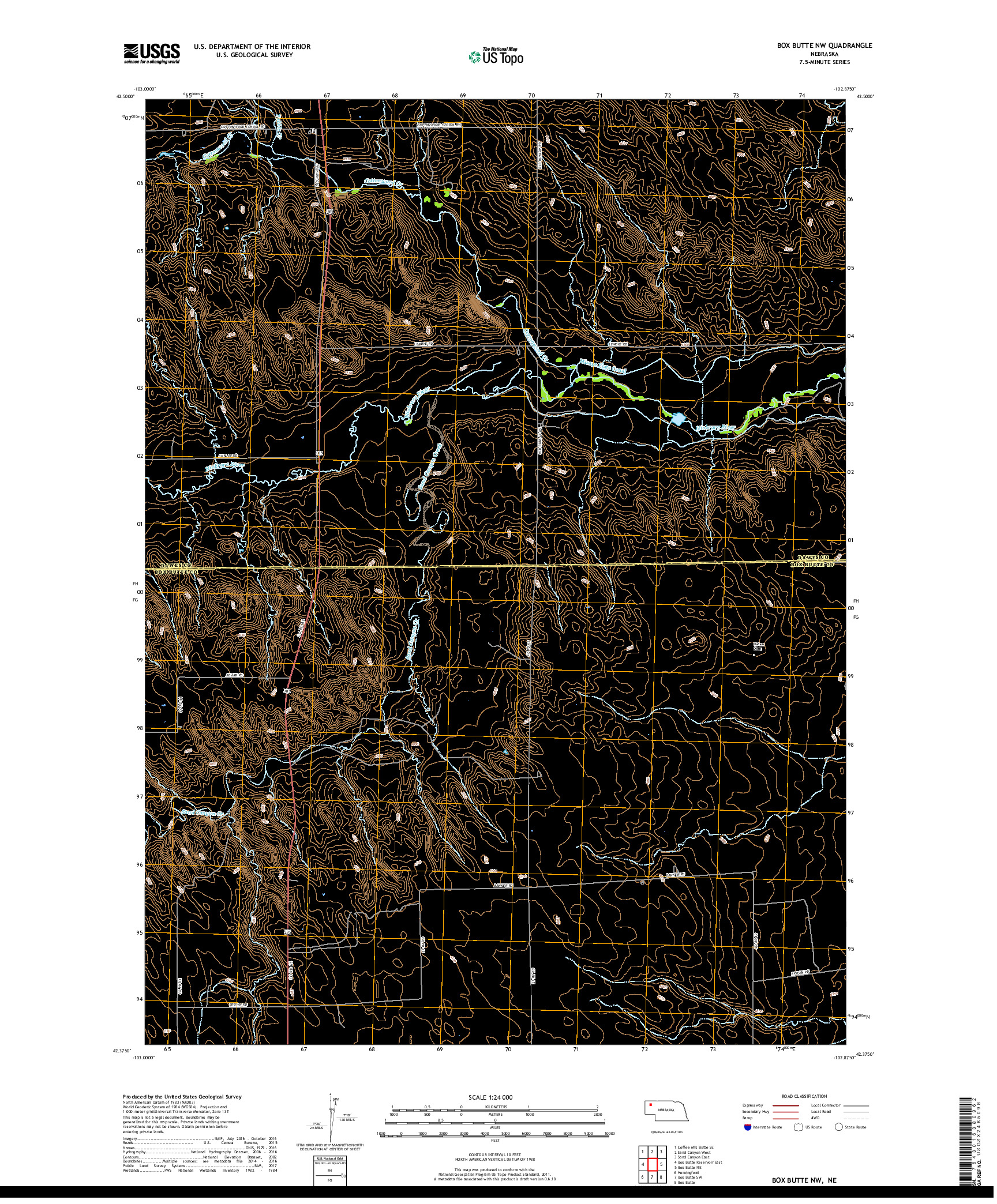 USGS US TOPO 7.5-MINUTE MAP FOR BOX BUTTE NW, NE 2017