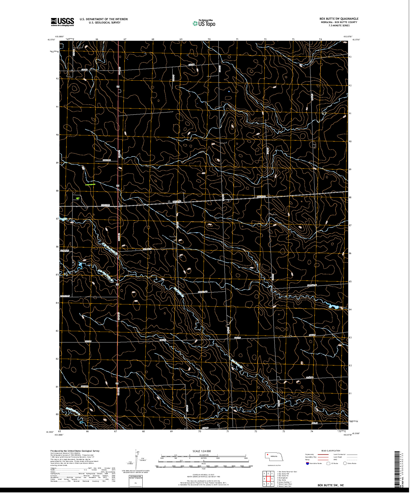 USGS US TOPO 7.5-MINUTE MAP FOR BOX BUTTE SW, NE 2017