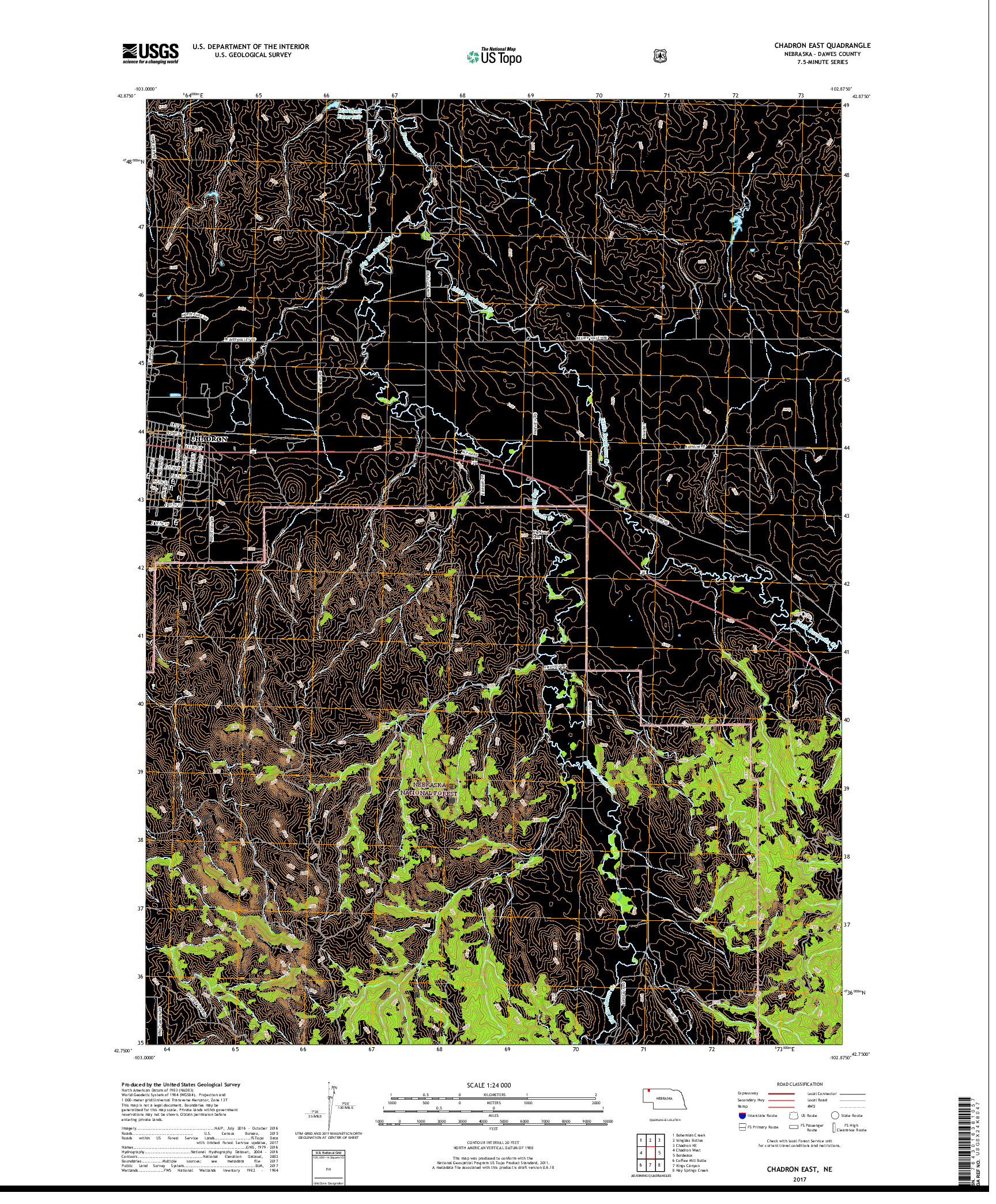 USGS US TOPO 7.5-MINUTE MAP FOR CHADRON EAST, NE 2017